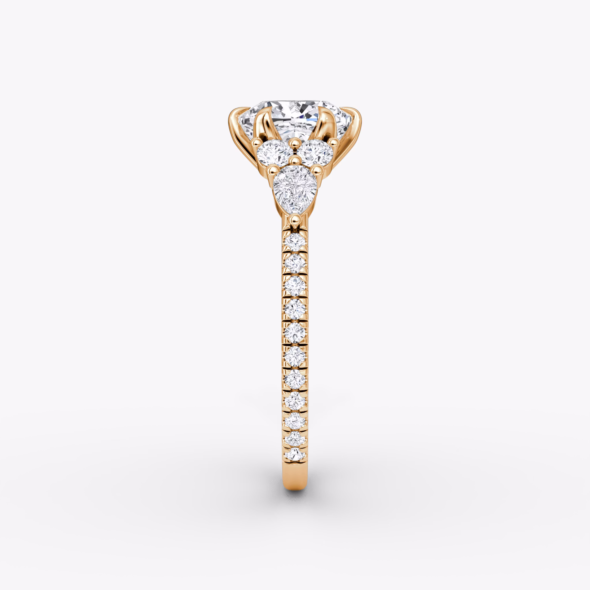 The Pear Cluster Heirloom | Cushion | 14k | Rose Gold | bandAccent: Pavé | diamondOrientation: vertical | caratWeight: other