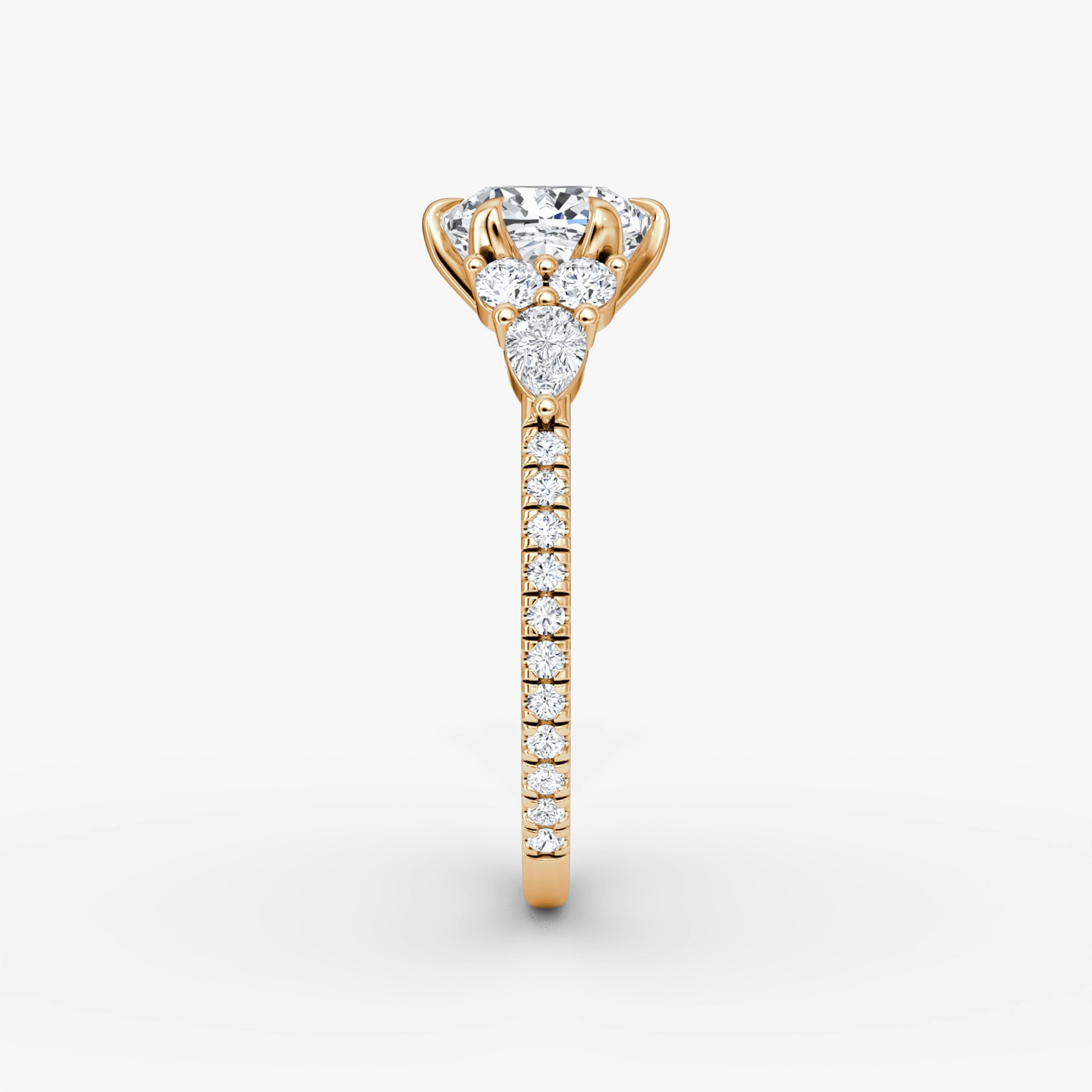 The Pear Cluster Heirloom | Cushion | 14k | Rose Gold | bandAccent: Pavé | diamondOrientation: vertical | caratWeight: other