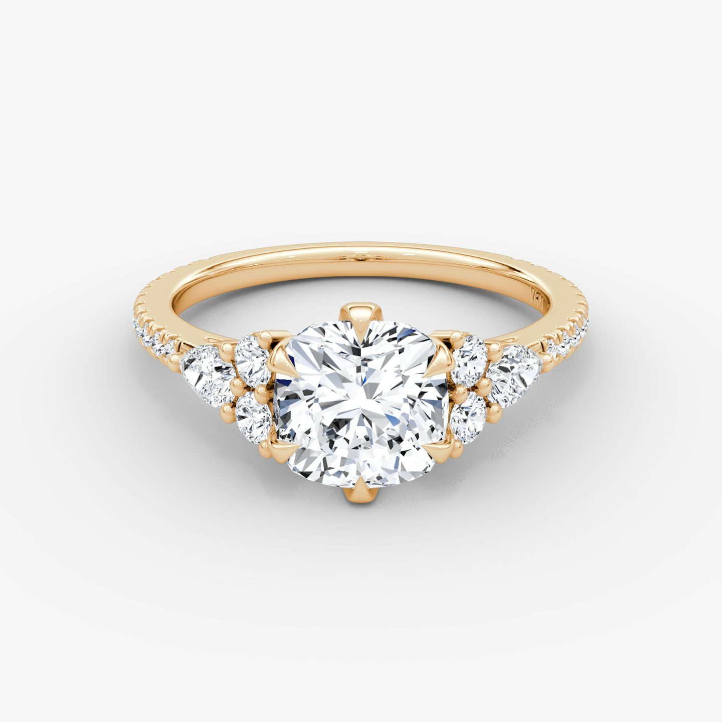 The Pear Cluster Heirloom | Cushion | 14k | Rose Gold | bandAccent: Pavé | diamondOrientation: vertical | caratWeight: other