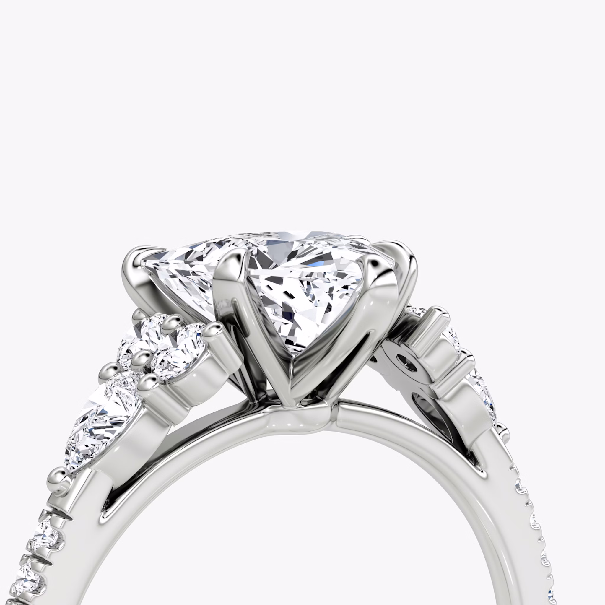 The Pear Cluster Heirloom | Trillion | 18k | White Gold | bandAccent: Pavé | diamondOrientation: vertical | caratWeight: other