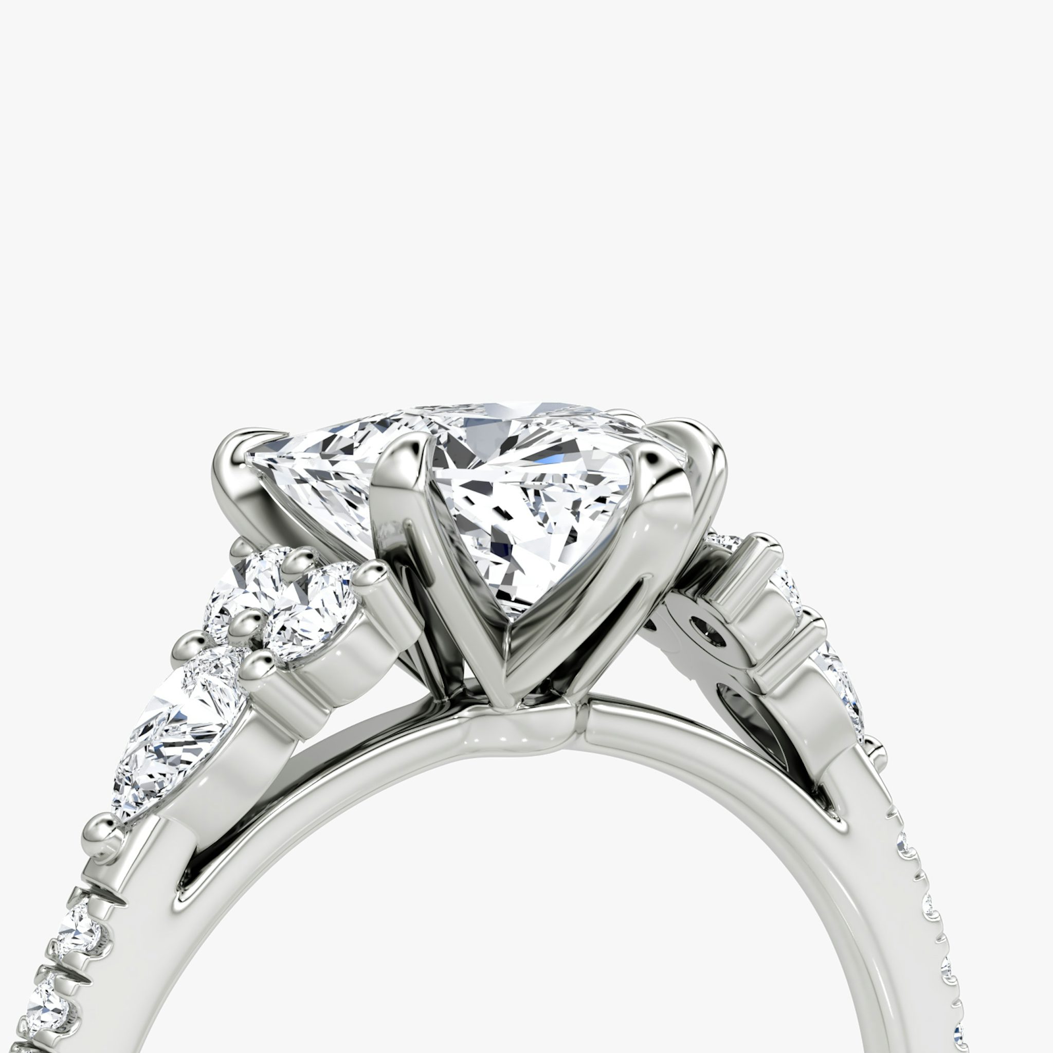 The Pear Cluster Heirloom | Trillion | 18k | White Gold | bandAccent: Pavé | diamondOrientation: vertical | caratWeight: other