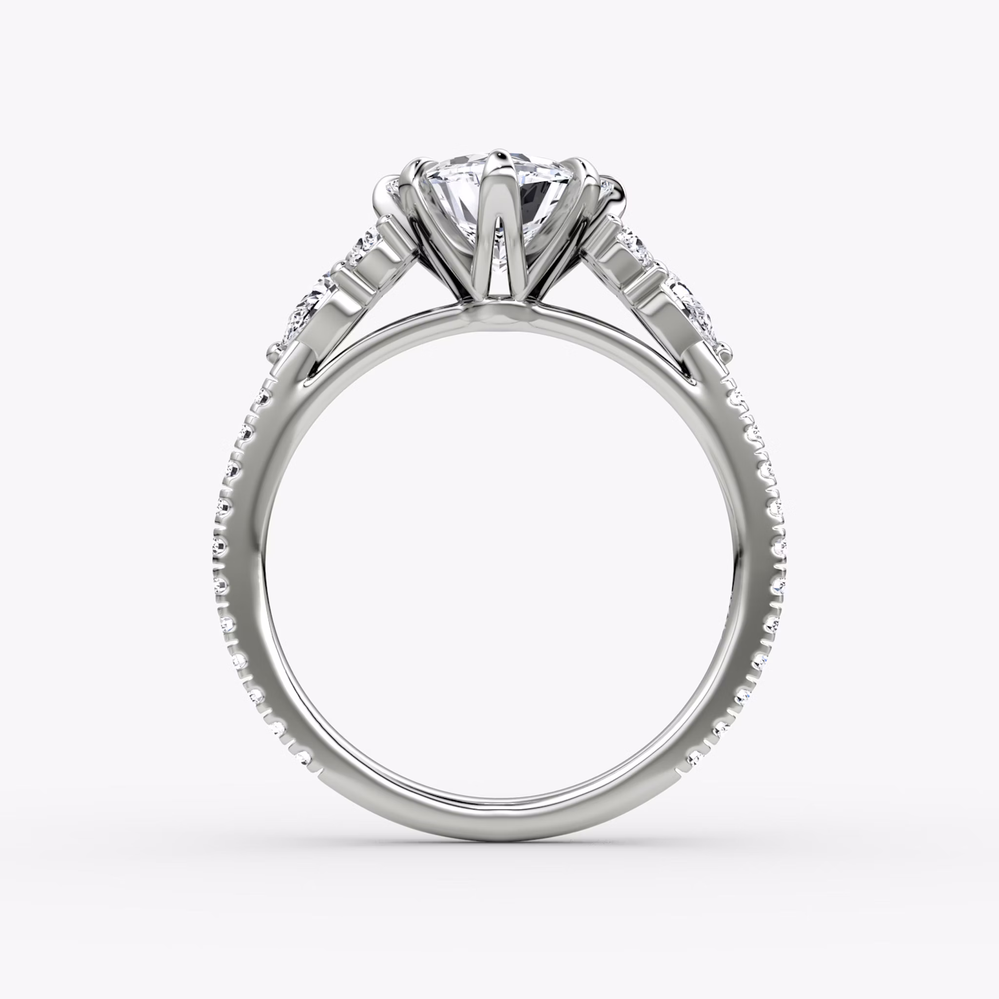 The Pear Cluster Heirloom | Trillion | 18k | White Gold | bandAccent: Pavé | diamondOrientation: vertical | caratWeight: other