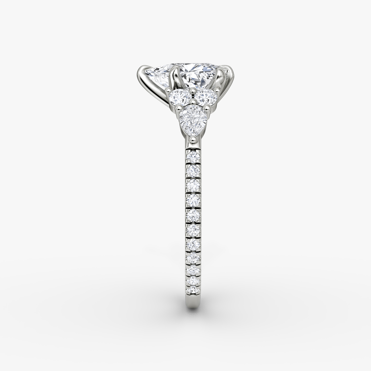 The Pear Cluster Heirloom | Trillion | 18k | White Gold | bandAccent: Pavé | diamondOrientation: vertical | caratWeight: other