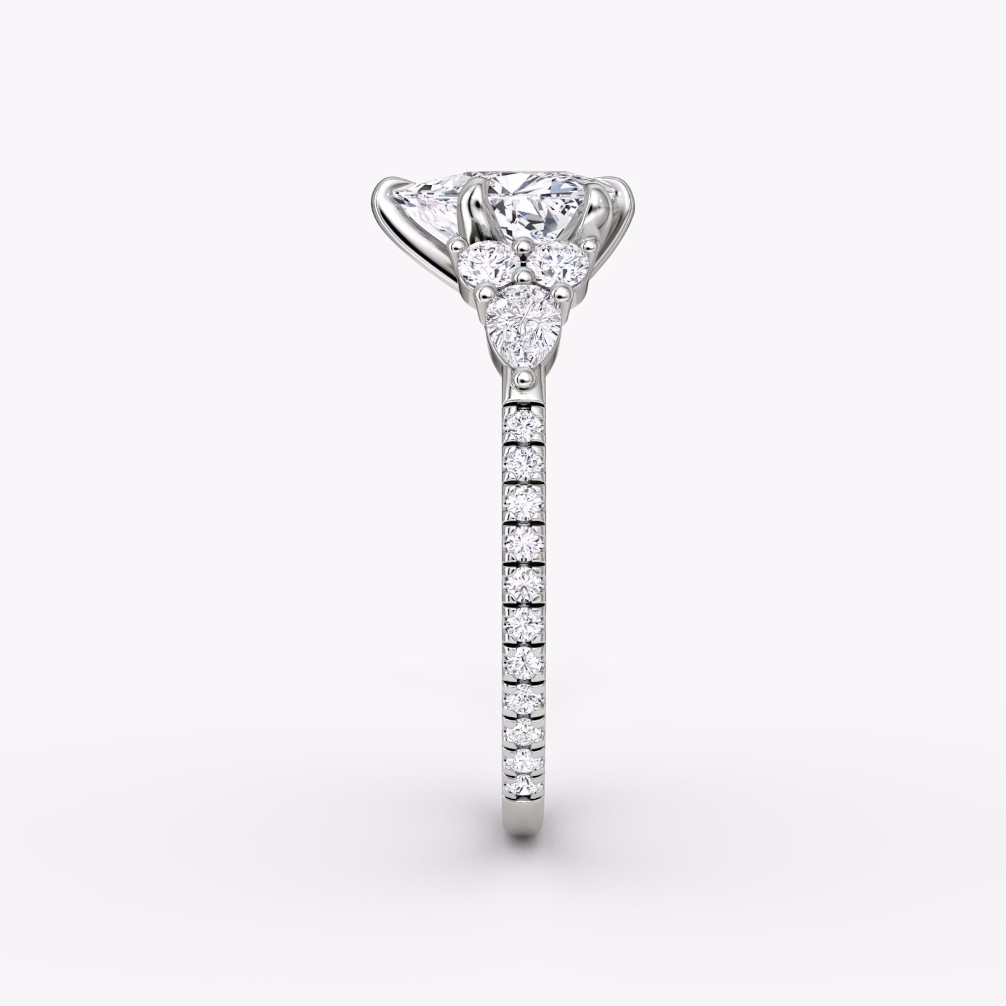 The Pear Cluster Heirloom | Trillion | 18k | White Gold | bandAccent: Pavé | diamondOrientation: vertical | caratWeight: other