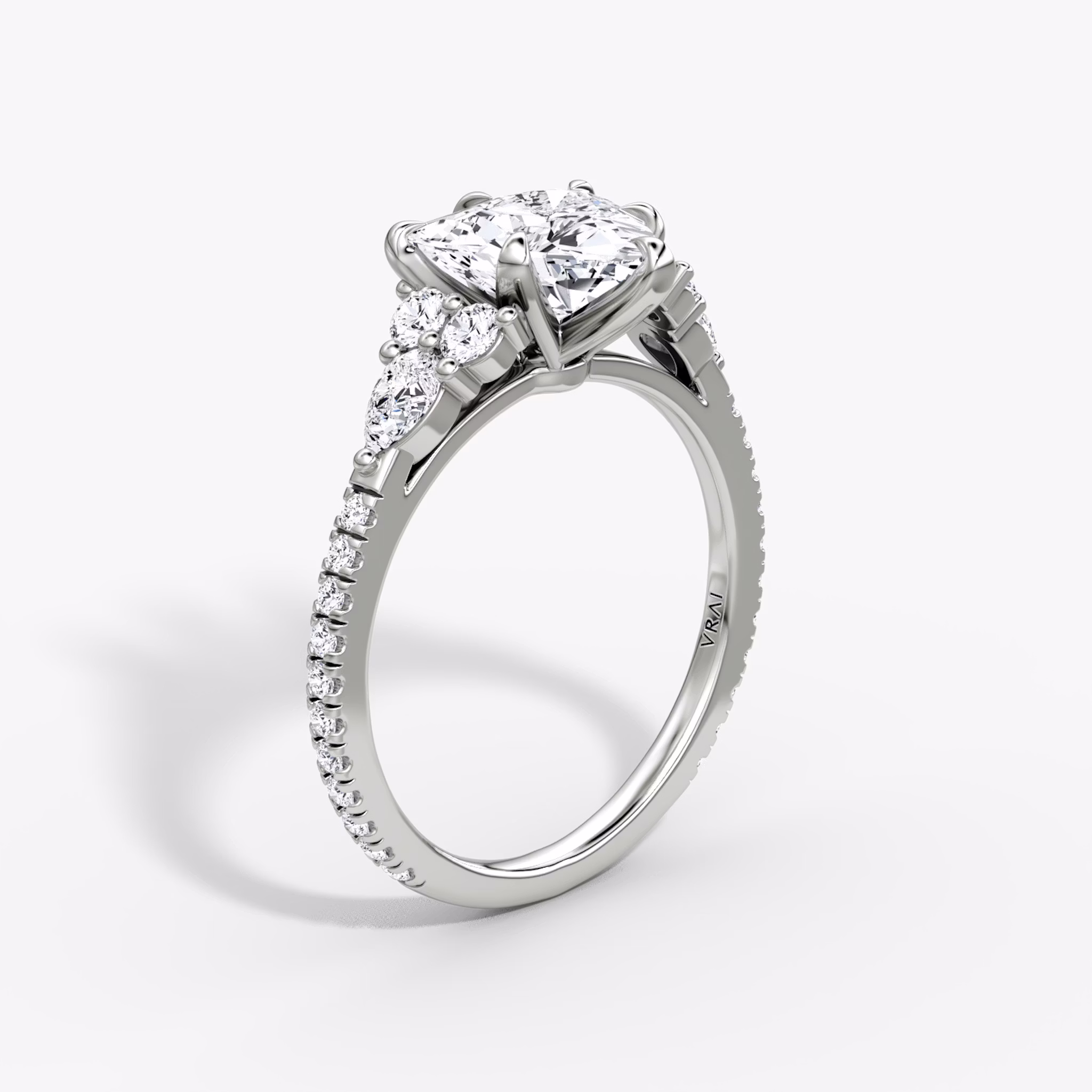 The Pear Cluster Heirloom | Trillion | 18k | White Gold | bandAccent: Pavé | diamondOrientation: vertical | caratWeight: other