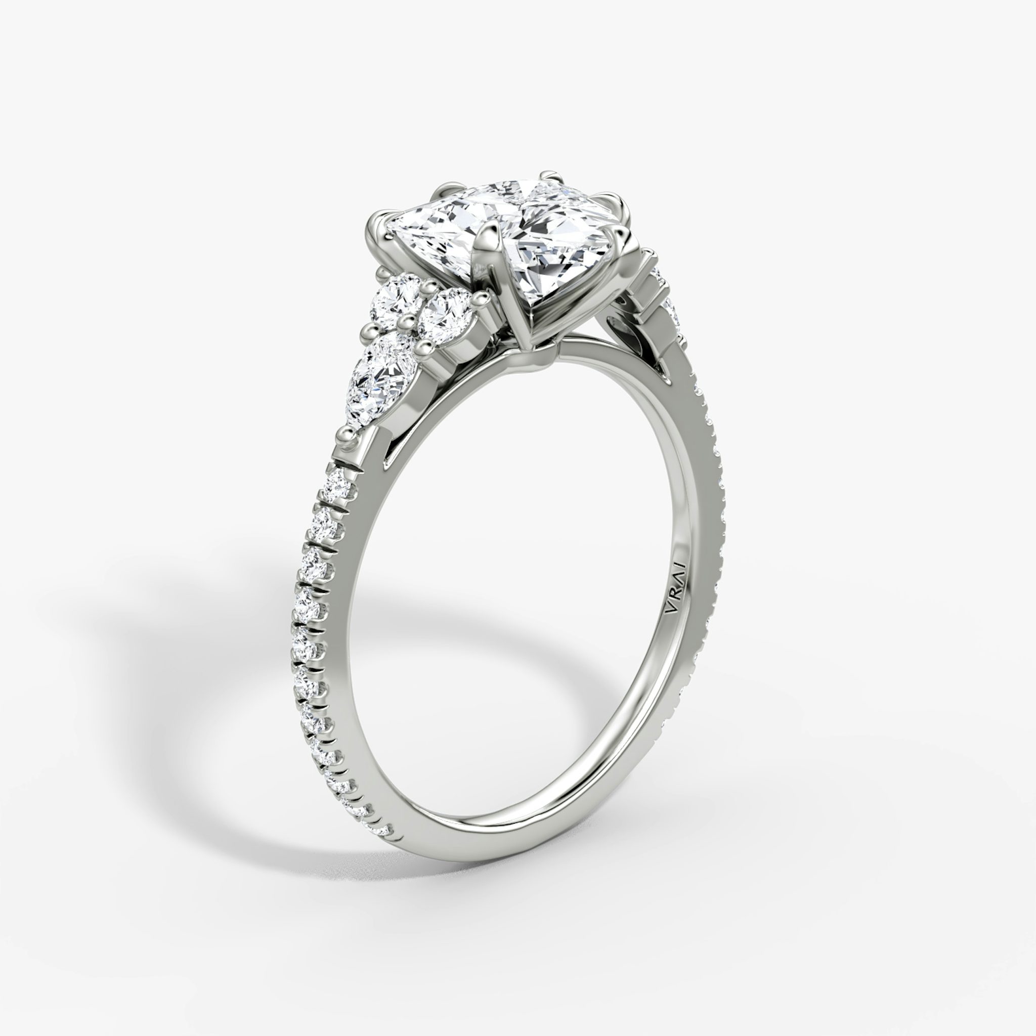 The Pear Cluster Heirloom | Trillion | 18k | White Gold | bandAccent: Pavé | diamondOrientation: vertical | caratWeight: other