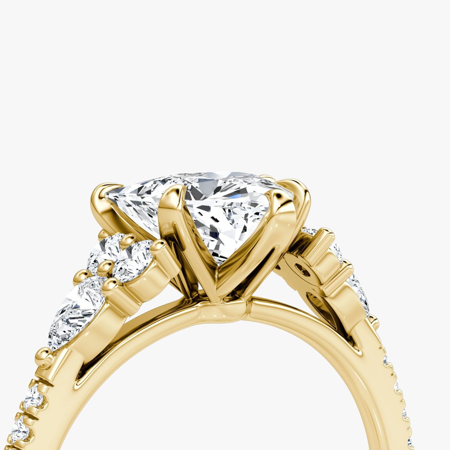 The Pear Cluster Heirloom | Trillion | 18k | Yellow Gold | bandAccent: Pavé | diamondOrientation: vertical | caratWeight: other