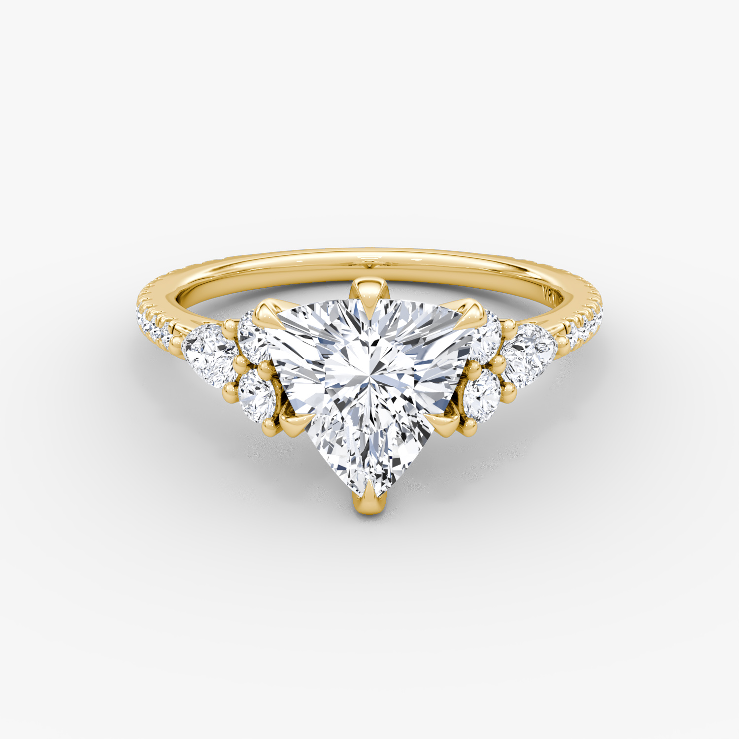 The Pear Cluster Heirloom | Trillion | 18k | Yellow Gold | bandAccent: Pavé | diamondOrientation: vertical | caratWeight: other
