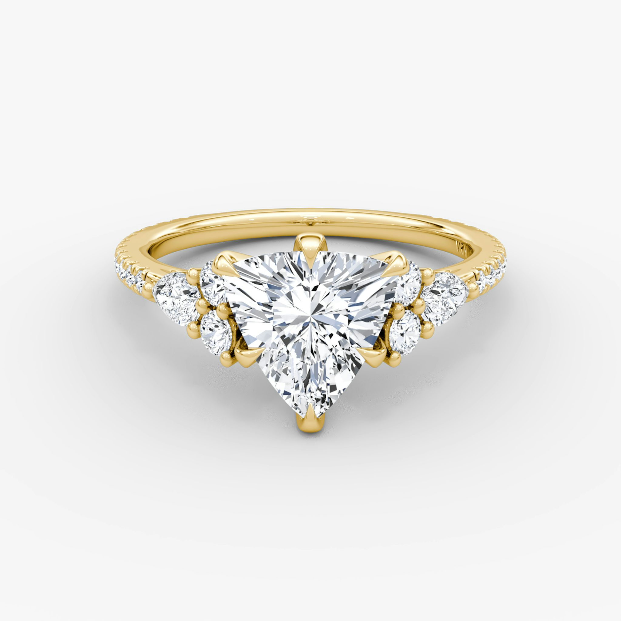 The Pear Cluster Heirloom | Trillion | 18k | Yellow Gold | bandAccent: Pavé | diamondOrientation: vertical | caratWeight: other