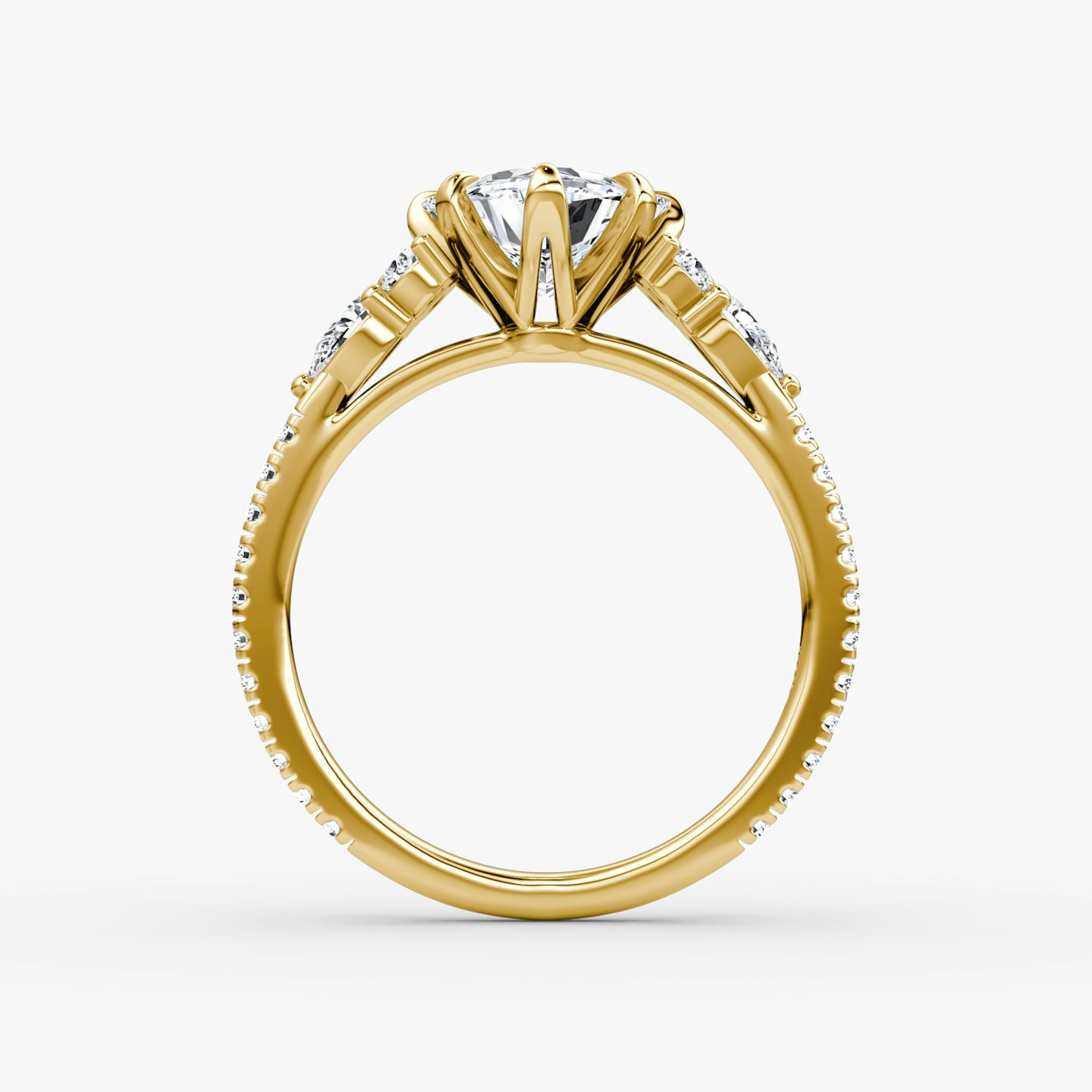 The Pear Cluster Heirloom | Trillion | 18k | Yellow Gold | bandAccent: Pavé | diamondOrientation: vertical | caratWeight: other