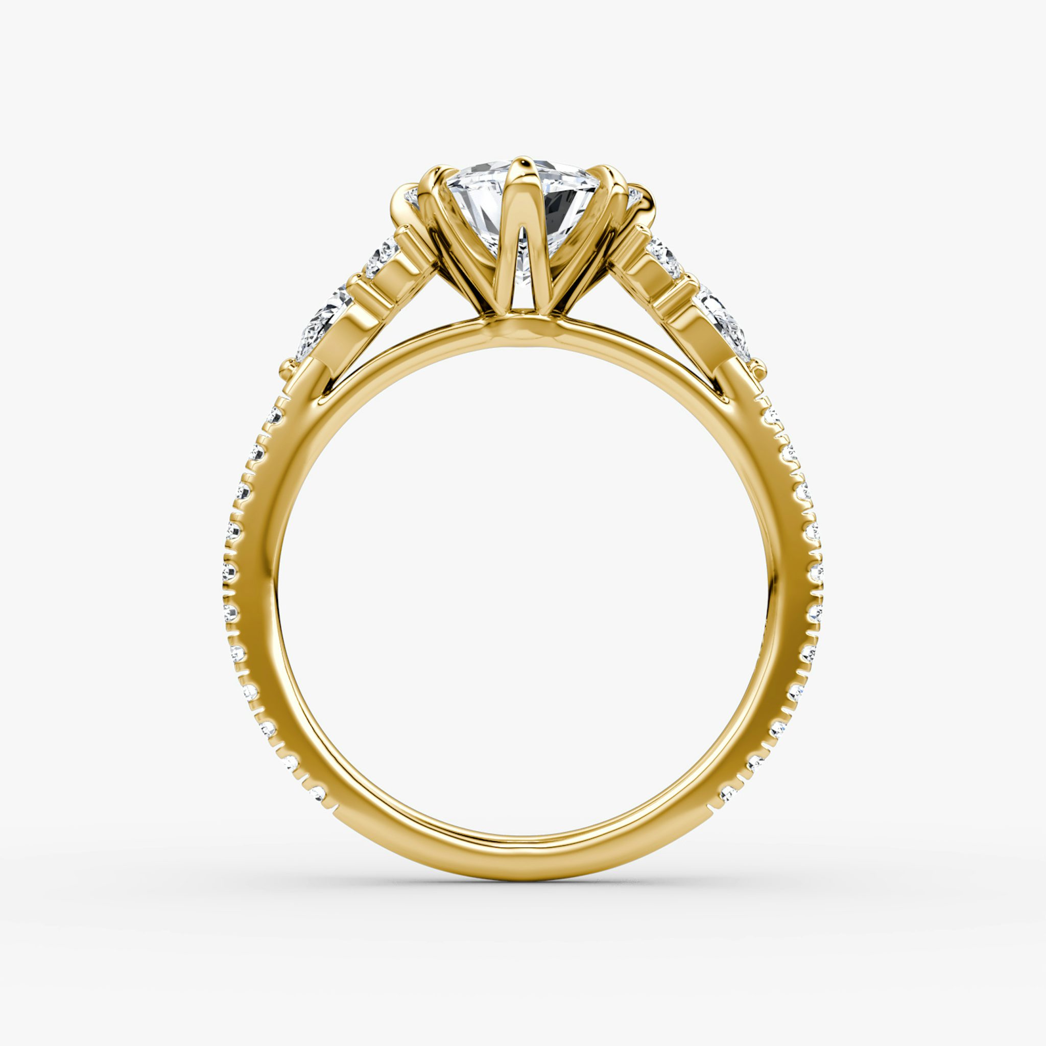The Pear Cluster Heirloom | Trillion | 18k | Yellow Gold | bandAccent: Pavé | diamondOrientation: vertical | caratWeight: other