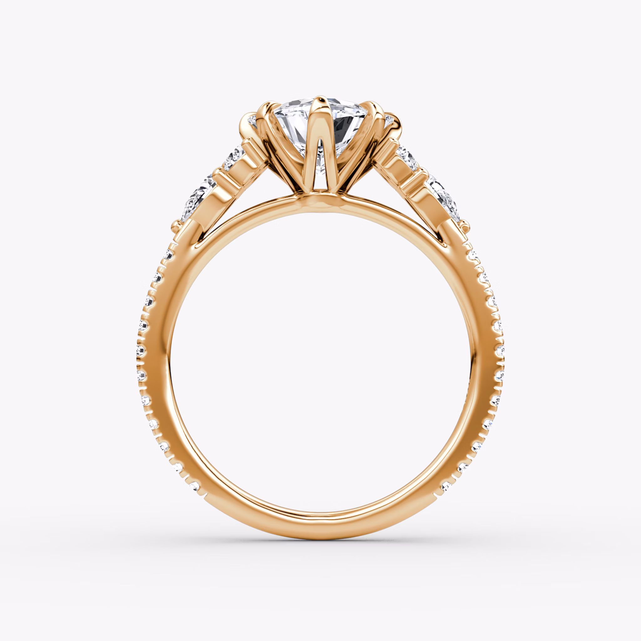 The Pear Cluster Heirloom | Trillion | 14k | Rose Gold | bandAccent: Pavé | diamondOrientation: vertical | caratWeight: other