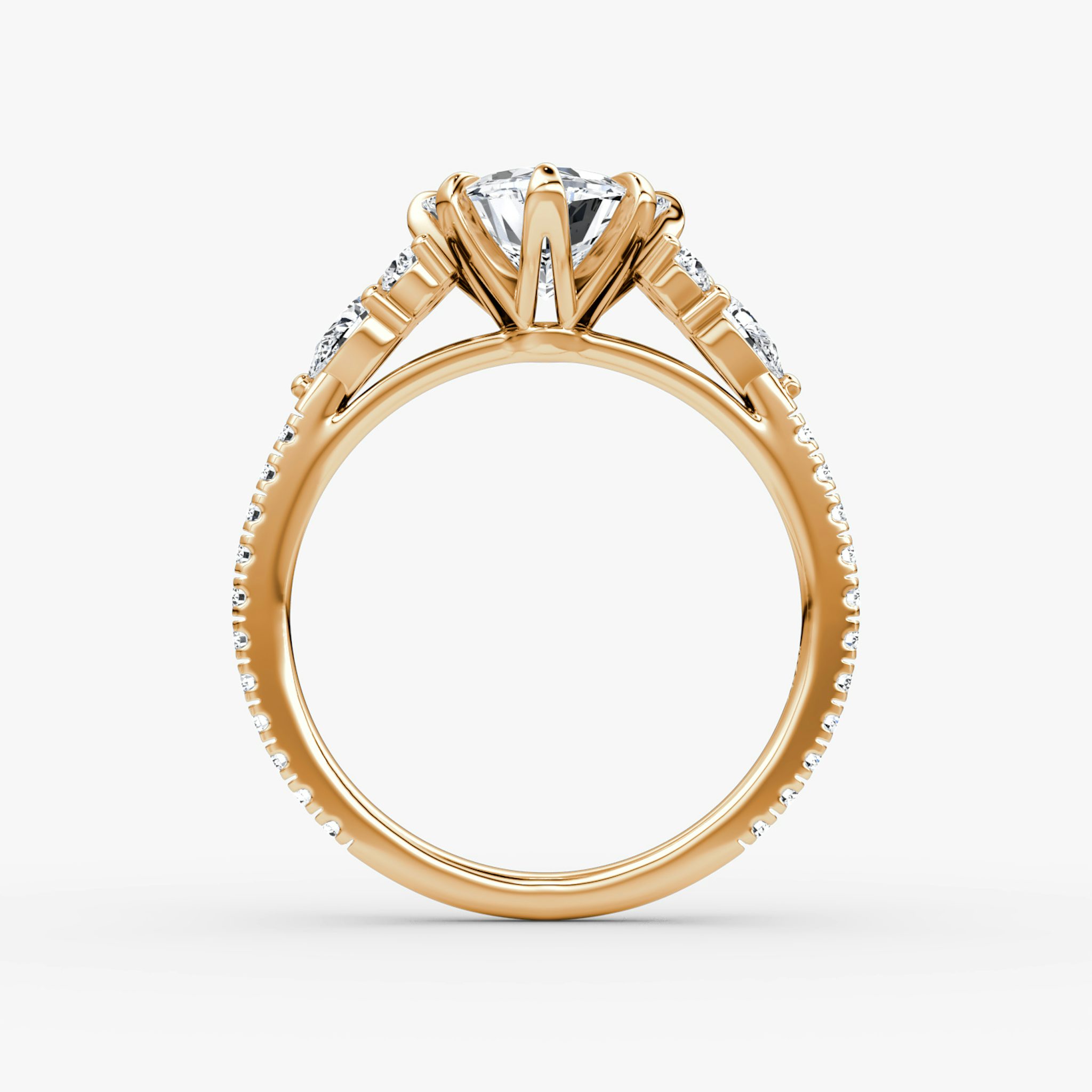 The Pear Cluster Heirloom | Trillion | 14k | Rose Gold | bandAccent: Pavé | diamondOrientation: vertical | caratWeight: other