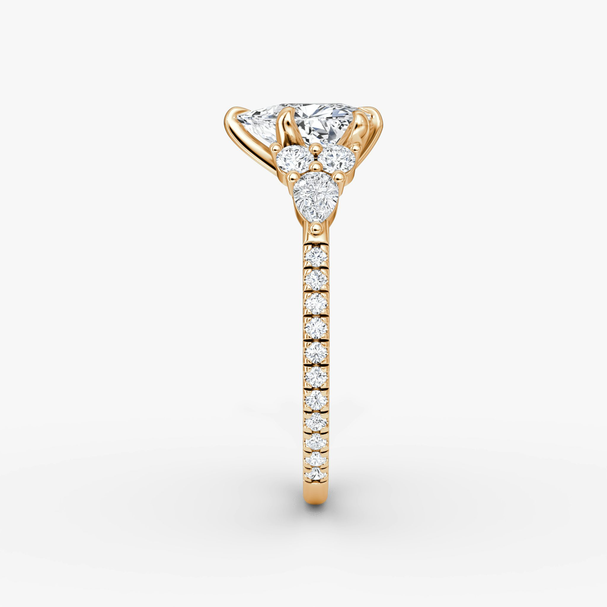 The Pear Cluster Heirloom | Trillion | 14k | Rose Gold | bandAccent: Pavé | diamondOrientation: vertical | caratWeight: other