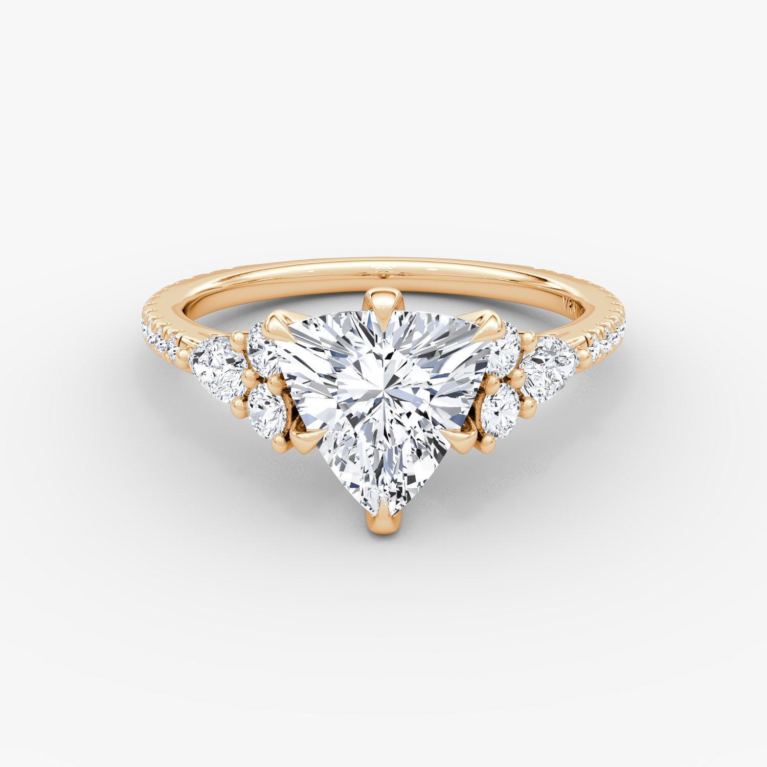 The Pear Cluster Heirloom | Trillion | 14k | Rose Gold | bandAccent: Pavé | diamondOrientation: vertical | caratWeight: other