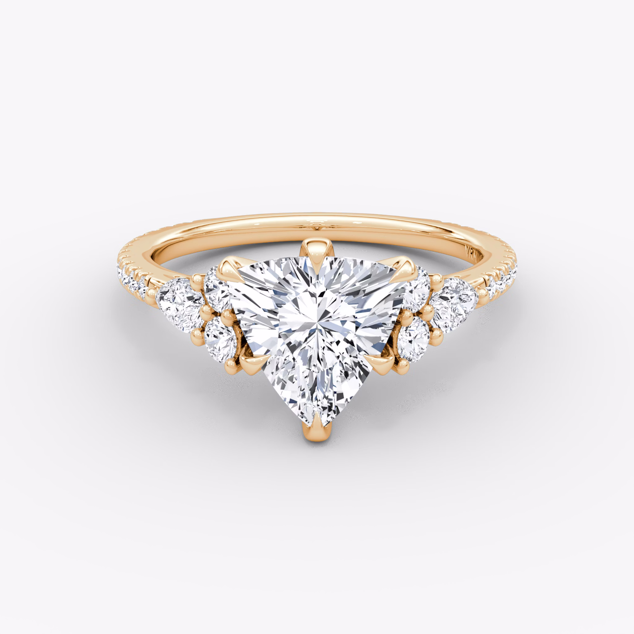 The Pear Cluster Heirloom | Trillion | 14k | Rose Gold | bandAccent: Pavé | diamondOrientation: vertical | caratWeight: other
