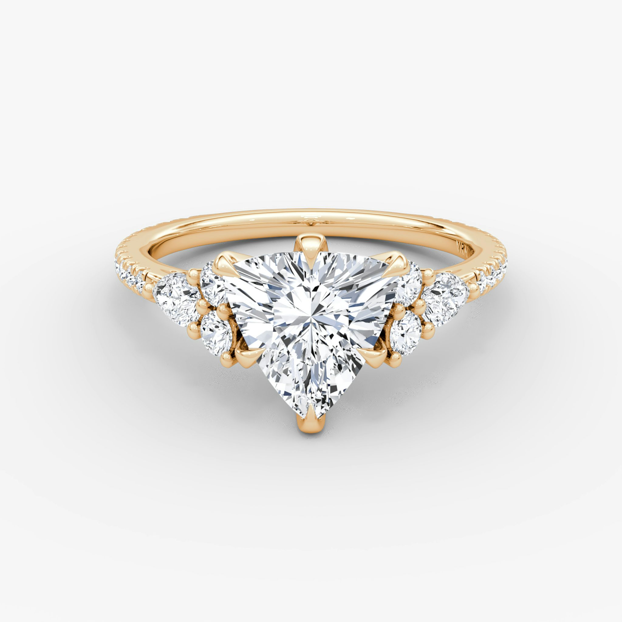The Pear Cluster Heirloom | Trillion | 14k | Rose Gold | bandAccent: Pavé | diamondOrientation: vertical | caratWeight: other