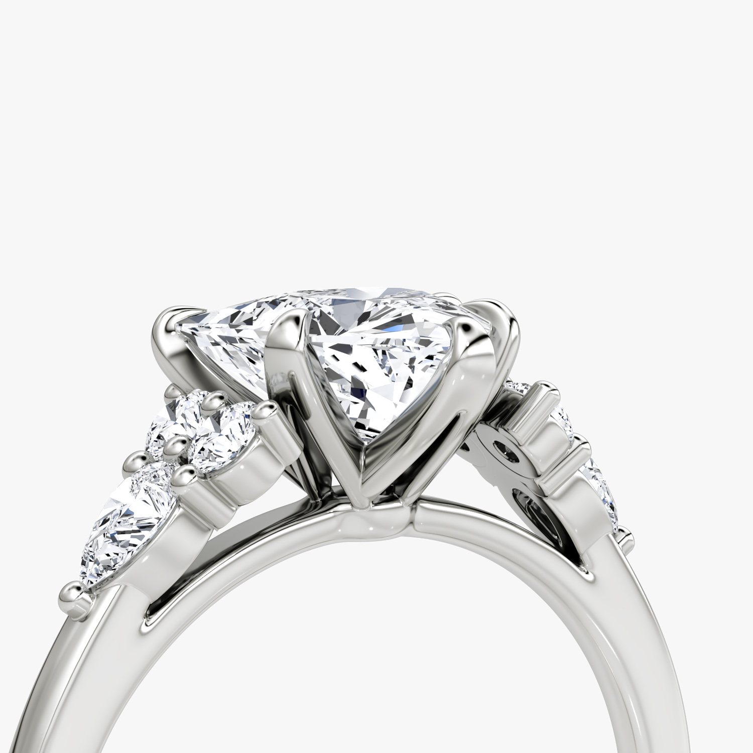 The Pear Cluster Heirloom | Trillion | Platinum | bandAccent: Plain | diamondOrientation: vertical | caratWeight: other