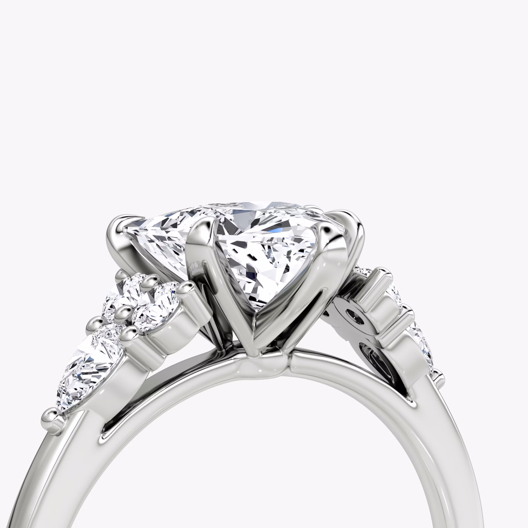 The Pear Cluster Heirloom | Trillion | Platinum | bandAccent: Plain | diamondOrientation: vertical | caratWeight: other