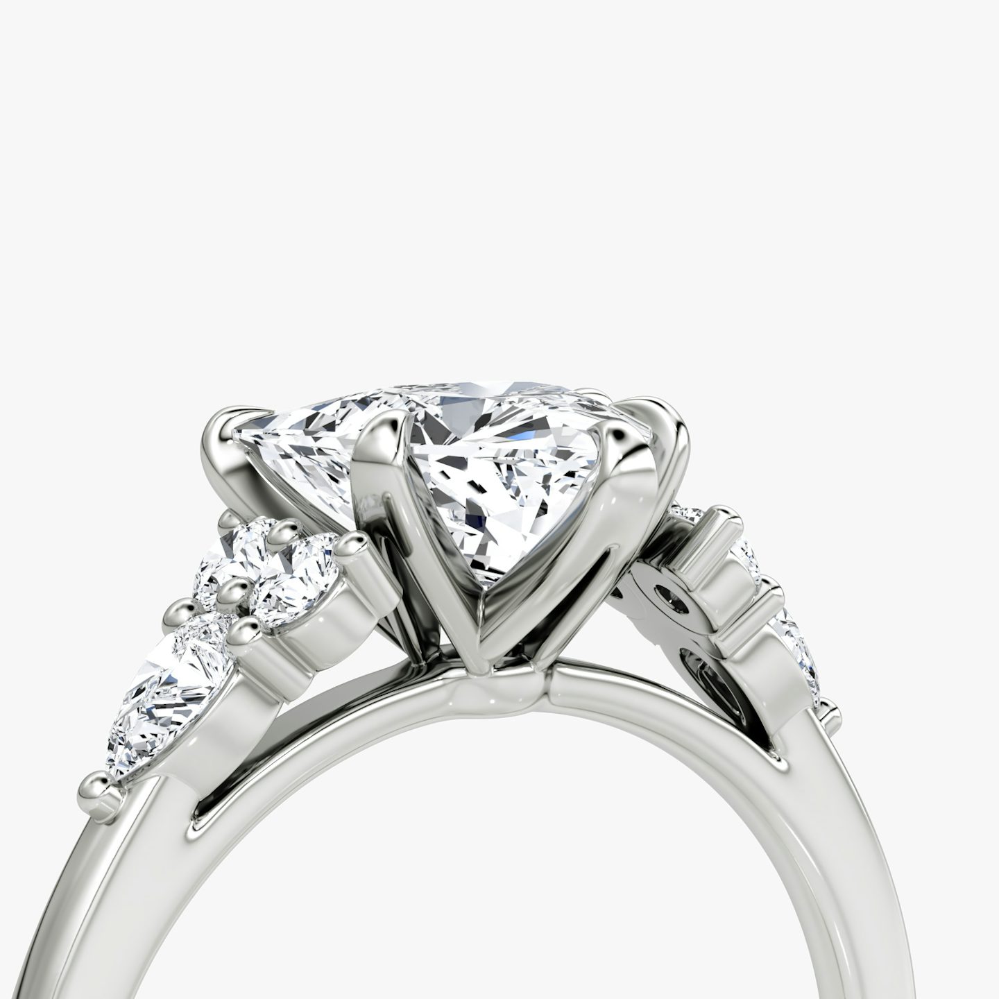 The Pear Cluster Heirloom | Trillion | Platinum | bandAccent: Plain | diamondOrientation: vertical | caratWeight: other