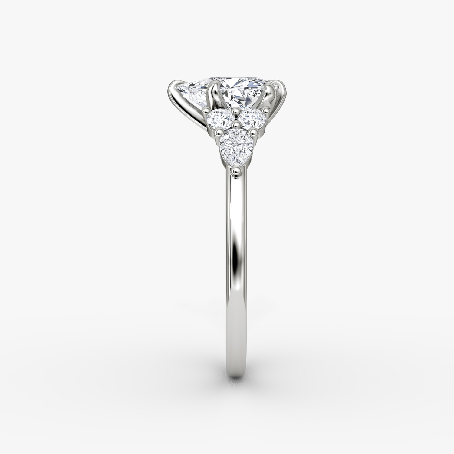 The Pear Cluster Heirloom | Trillion | Platinum | bandAccent: Plain | diamondOrientation: vertical | caratWeight: other
