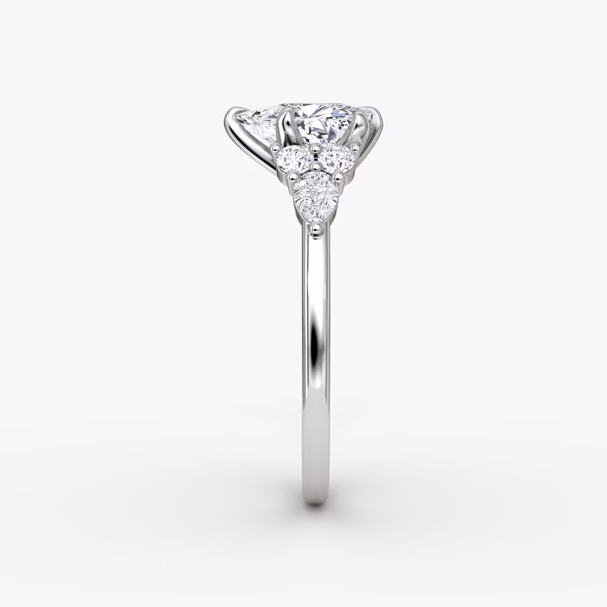 The Pear Cluster Heirloom | Trillion | Platinum | bandAccent: Plain | diamondOrientation: vertical | caratWeight: other