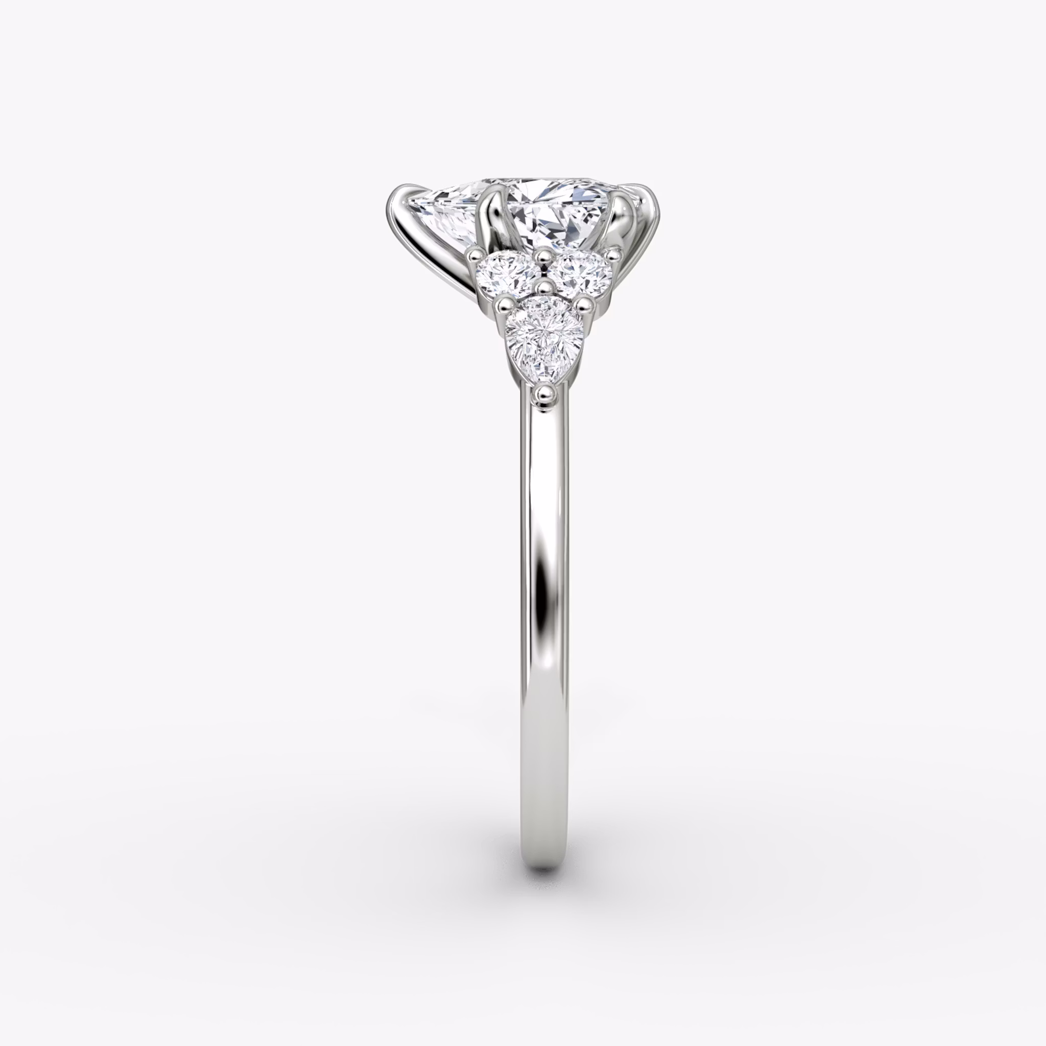 The Pear Cluster Heirloom | Trillion | Platinum | bandAccent: Plain | diamondOrientation: vertical | caratWeight: other