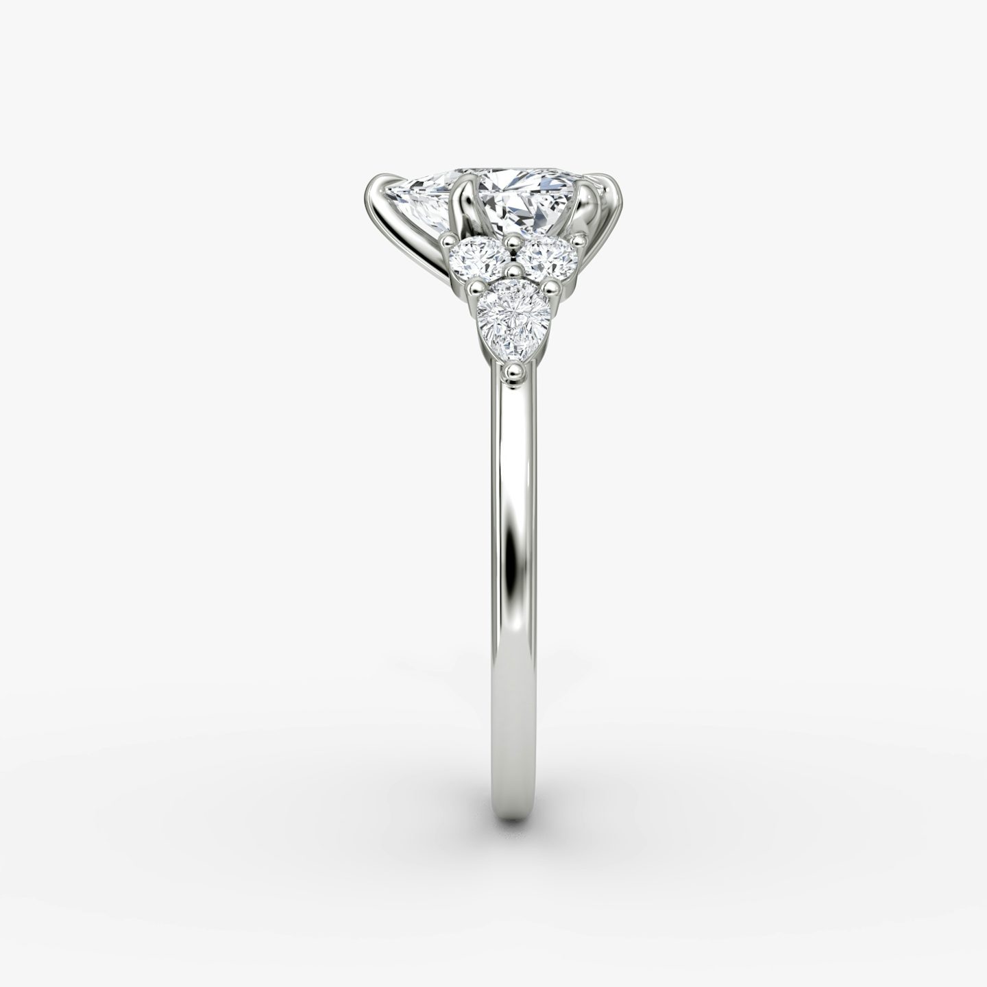 The Pear Cluster Heirloom | Trillion | Platinum | bandAccent: Plain | diamondOrientation: vertical | caratWeight: other