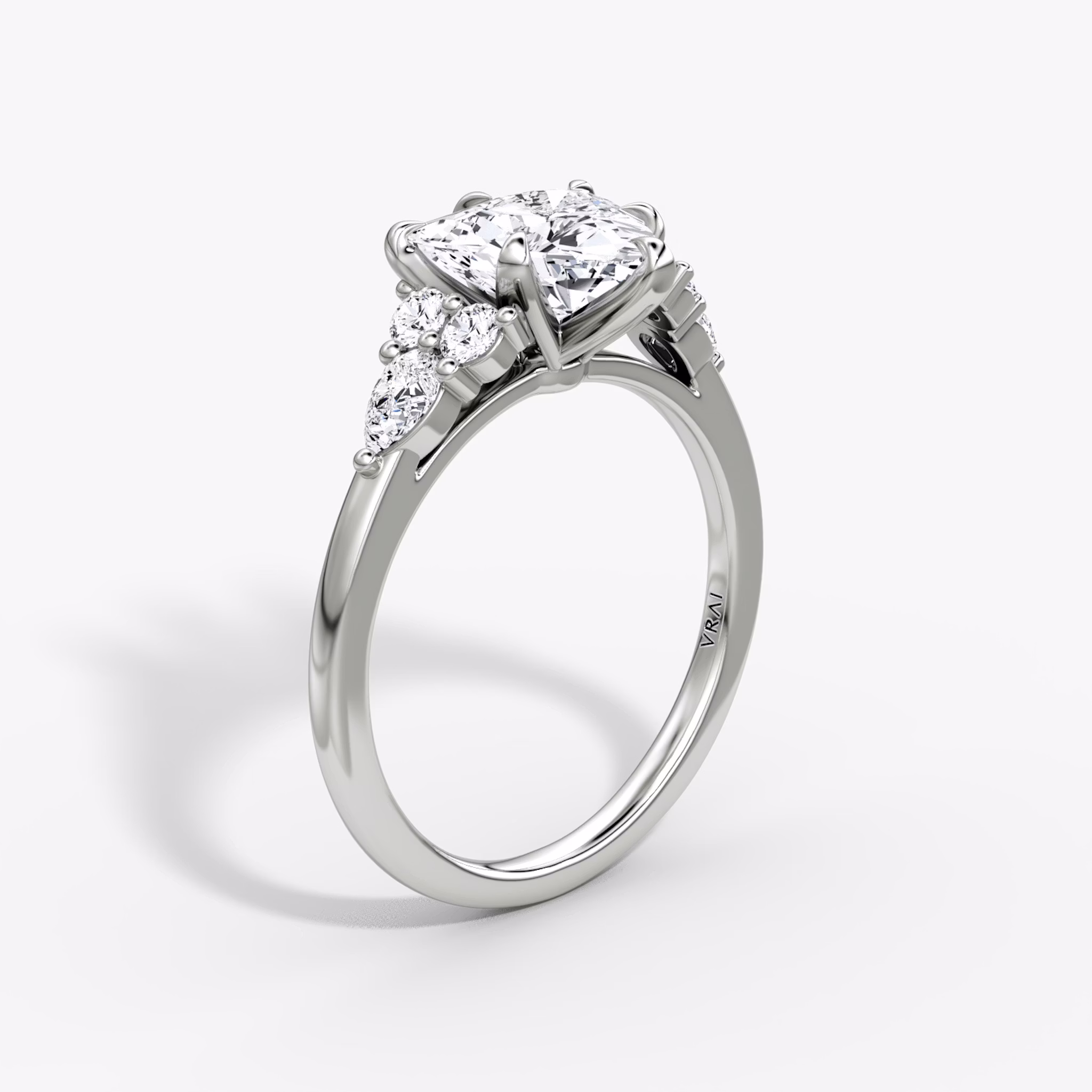 The Pear Cluster Heirloom | Trillion | Platinum | bandAccent: Plain | diamondOrientation: vertical | caratWeight: other