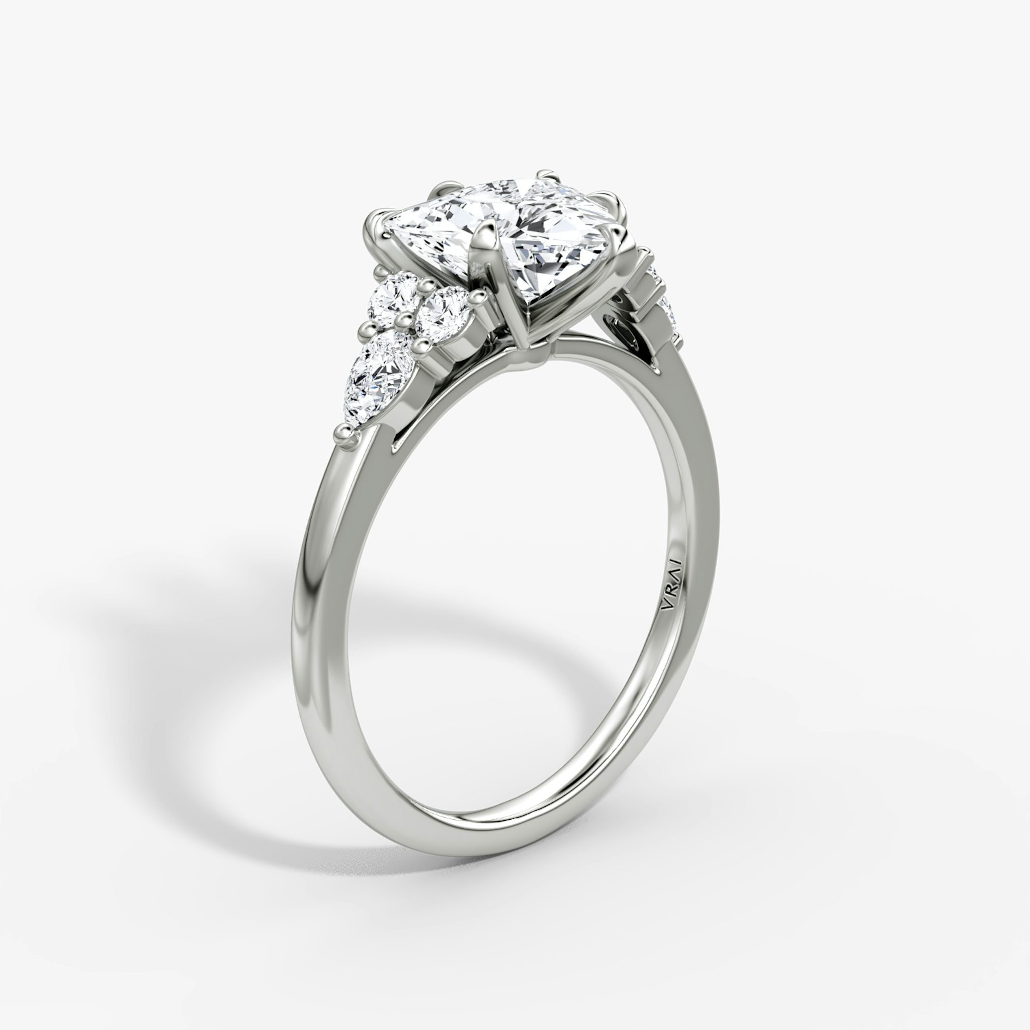 The Pear Cluster Heirloom | Trillion | Platinum | bandAccent: Plain | diamondOrientation: vertical | caratWeight: other