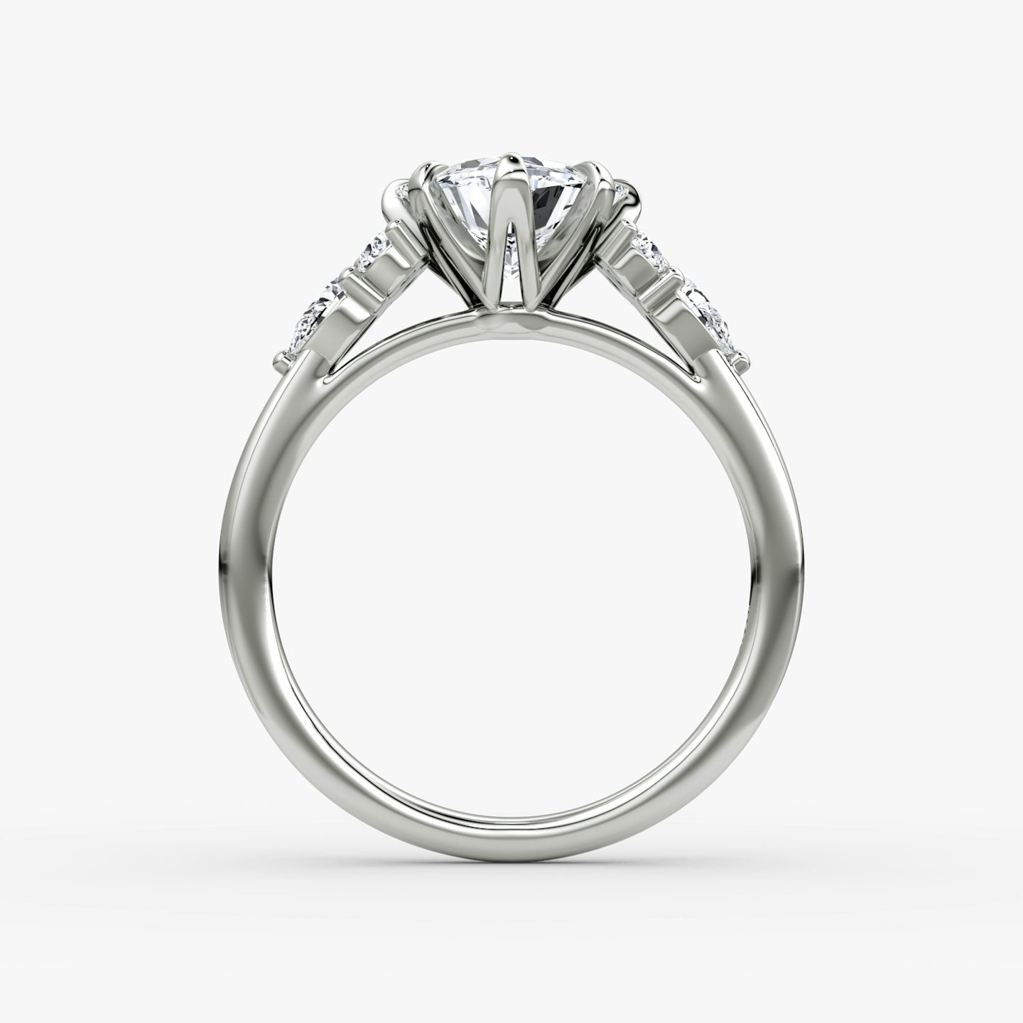 The Pear Cluster Heirloom | Trillion | 18k | White Gold | bandAccent: Plain | diamondOrientation: vertical | caratWeight: other