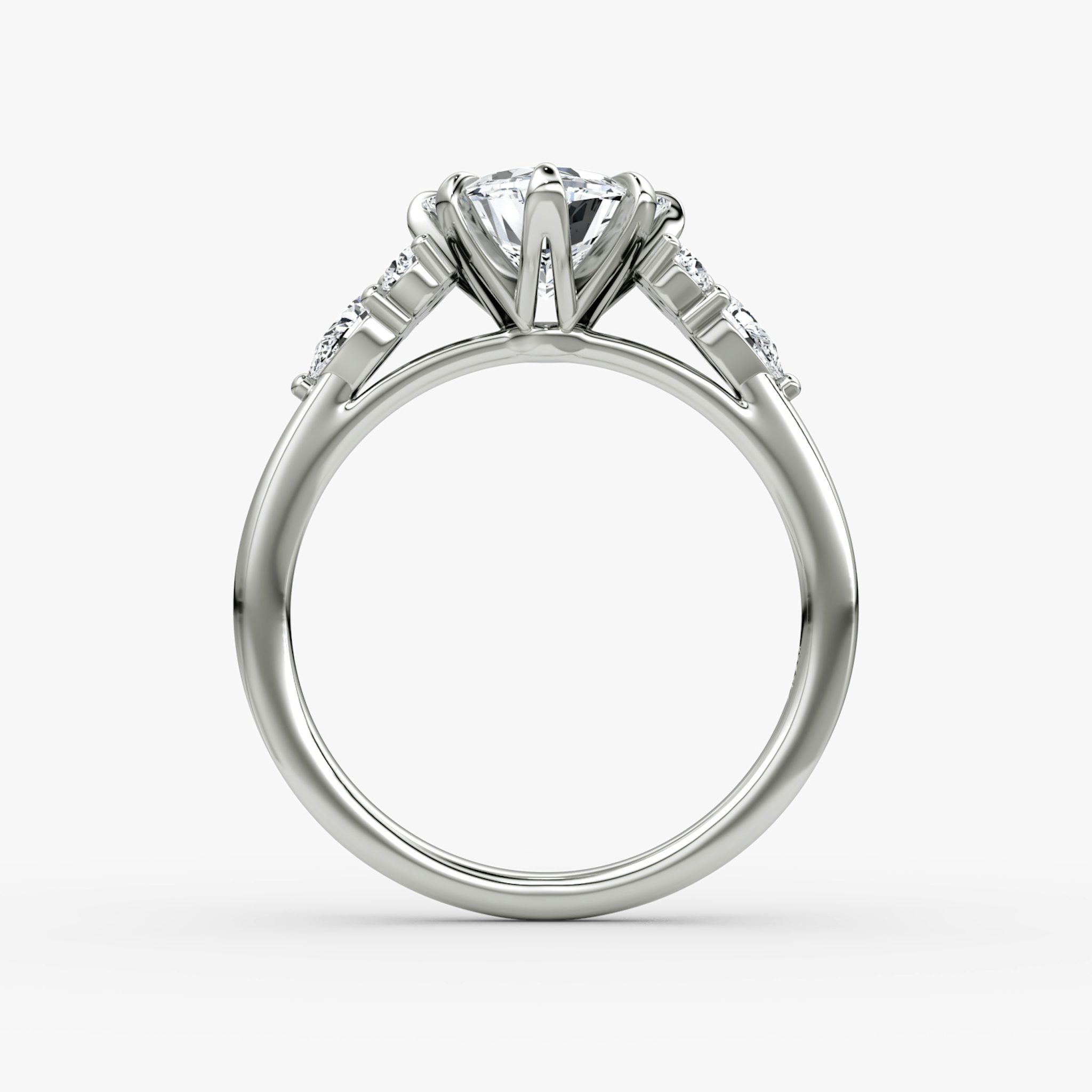 The Pear Cluster Heirloom | Trillion | 18k | White Gold | bandAccent: Plain | diamondOrientation: vertical | caratWeight: other