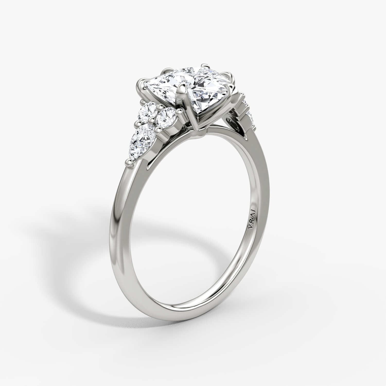 The Pear Cluster Heirloom | Trillion | 18k | White Gold | bandAccent: Plain | diamondOrientation: vertical | caratWeight: other