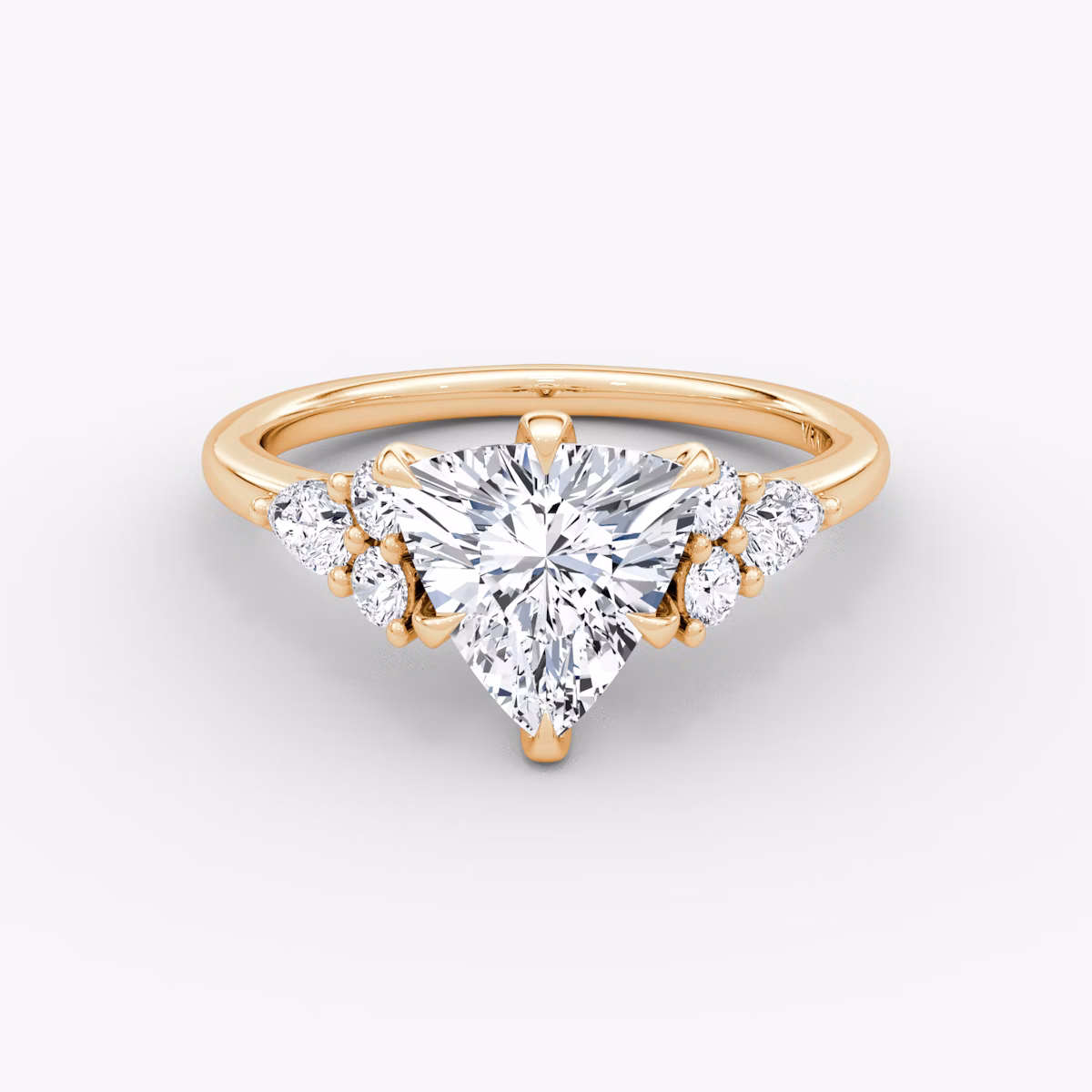 Anillo de compromiso Pear Cluster Heirloom | Trillón | 14k | Oro rosa | bandAccent: Simple | diamondOrientation: vertical | caratWeight: other
