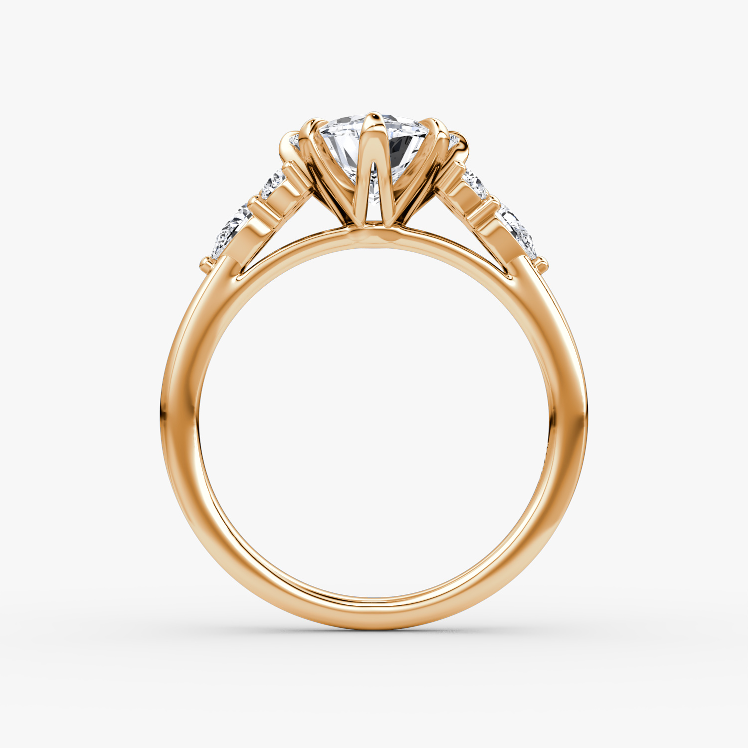 The Pear Cluster Heirloom | Trillion | 14k | Rose Gold | bandAccent: Plain | diamondOrientation: vertical | caratWeight: other