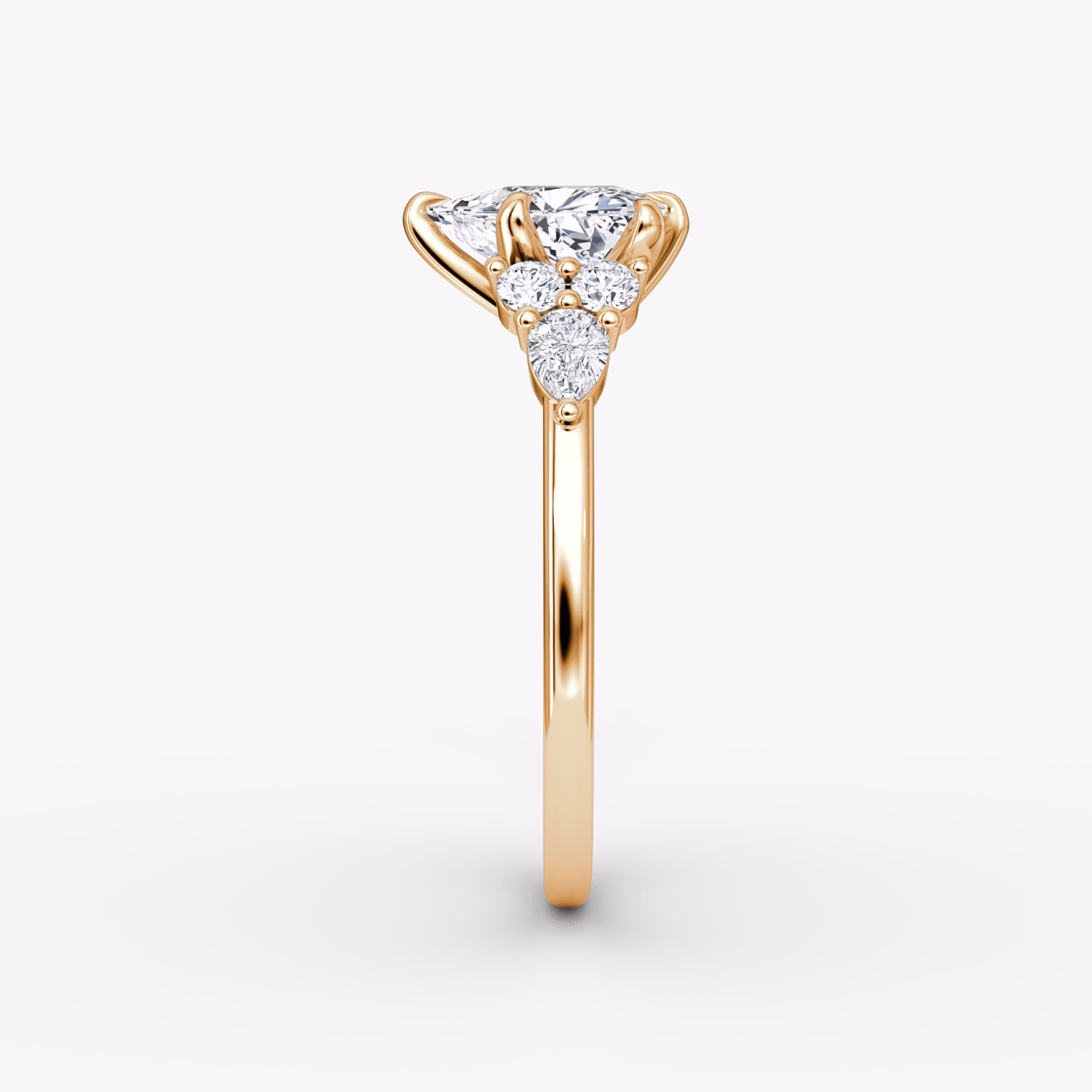 The Pear Cluster Heirloom | Trillion | 14k | Rose Gold | bandAccent: Plain | diamondOrientation: vertical | caratWeight: other