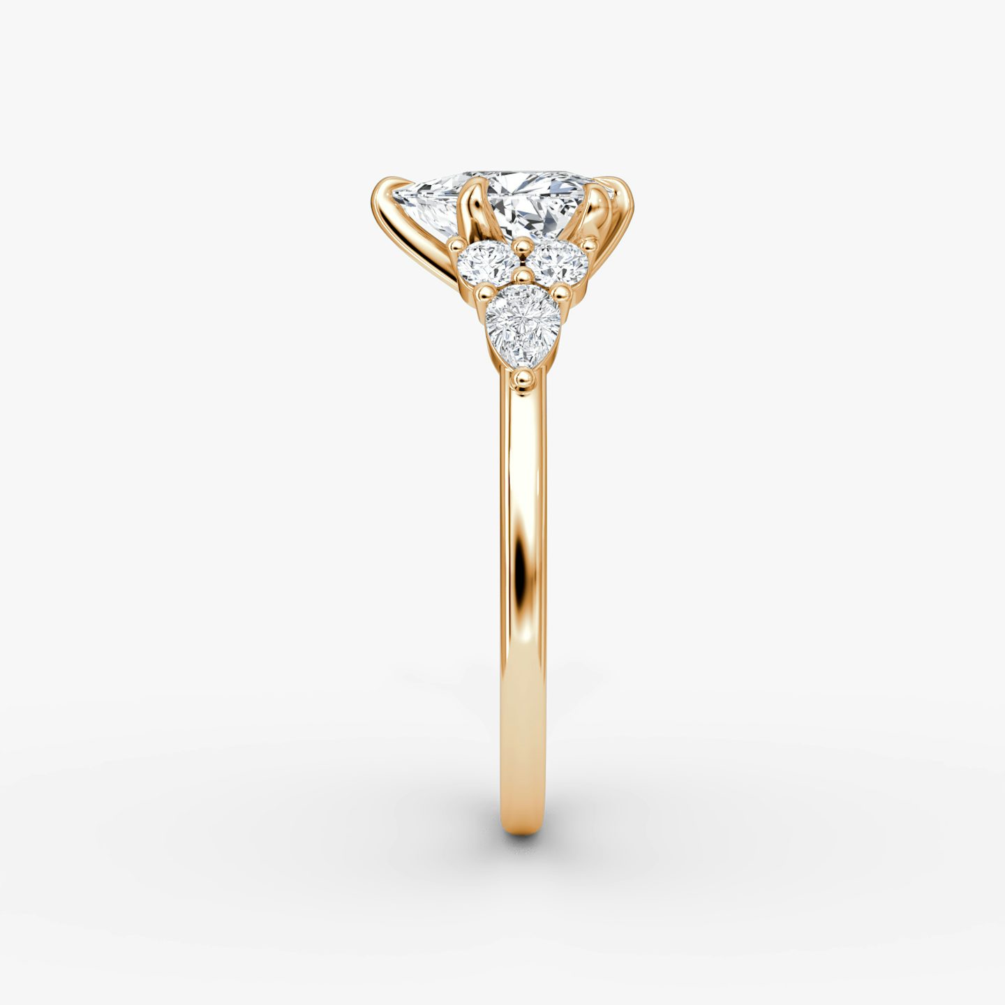 The Pear Cluster Heirloom | Trillion | 14k | Rose Gold | bandAccent: Plain | diamondOrientation: vertical | caratWeight: other