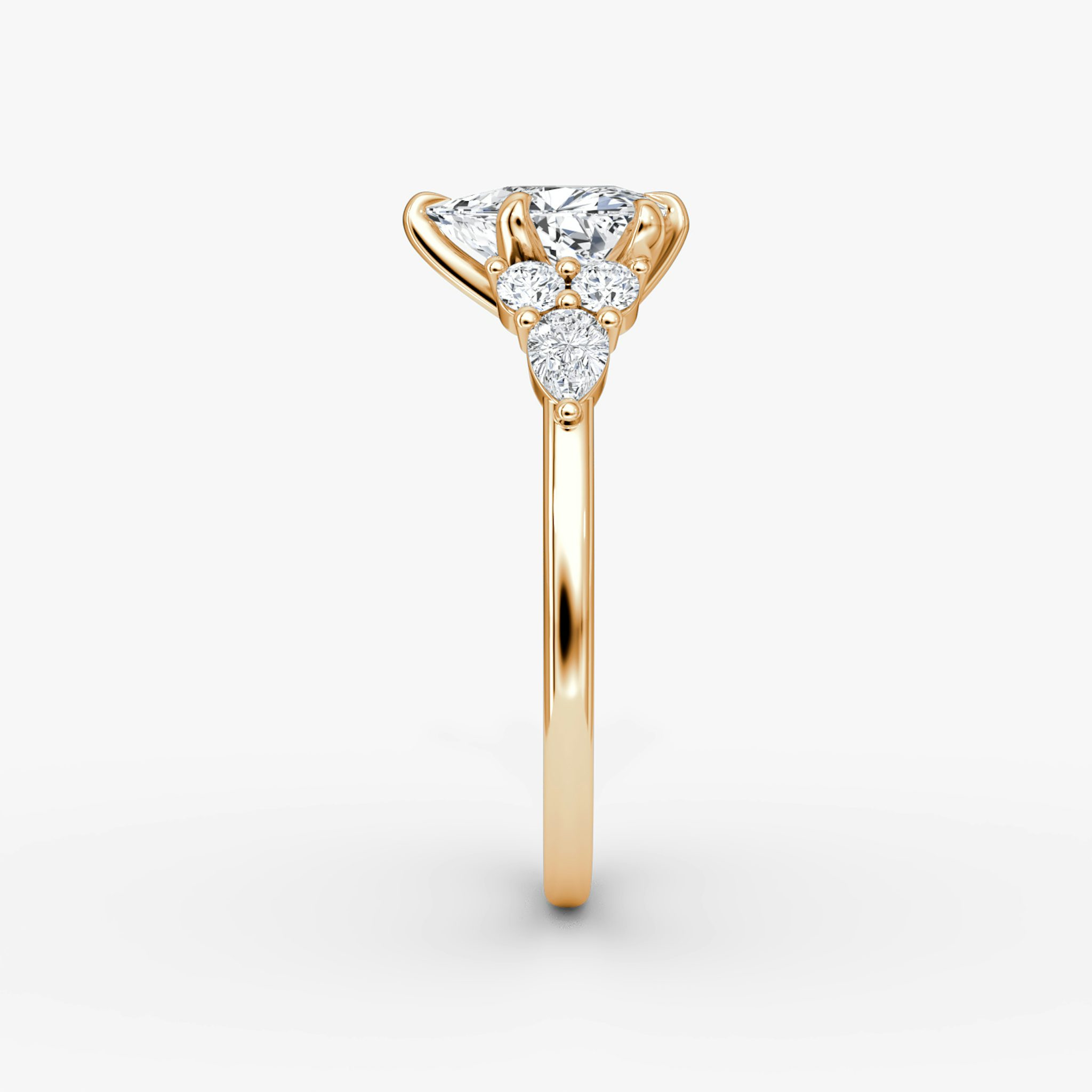 The Pear Cluster Heirloom | Trillion | 14k | Rose Gold | bandAccent: Plain | diamondOrientation: vertical | caratWeight: other