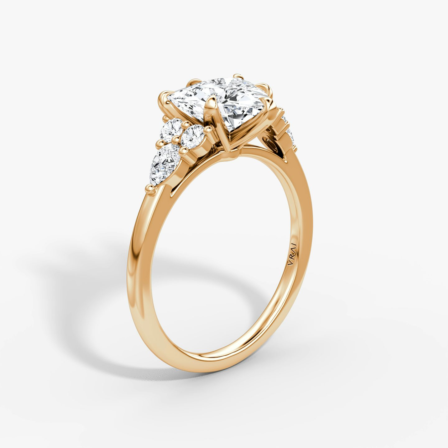The Pear Cluster Heirloom | Trillion | 14k | Rose Gold | bandAccent: Plain | diamondOrientation: vertical | caratWeight: other