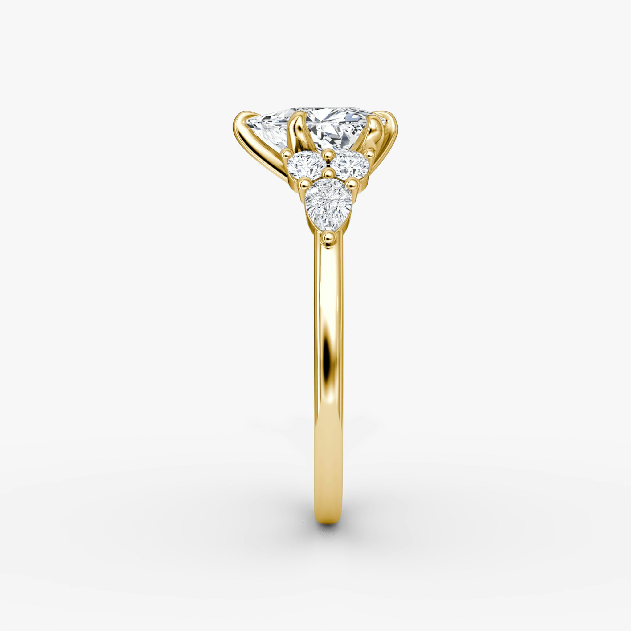The Pear Cluster Heirloom | Trillion | 18k | Yellow Gold | bandAccent: Plain | diamondOrientation: vertical | caratWeight: other