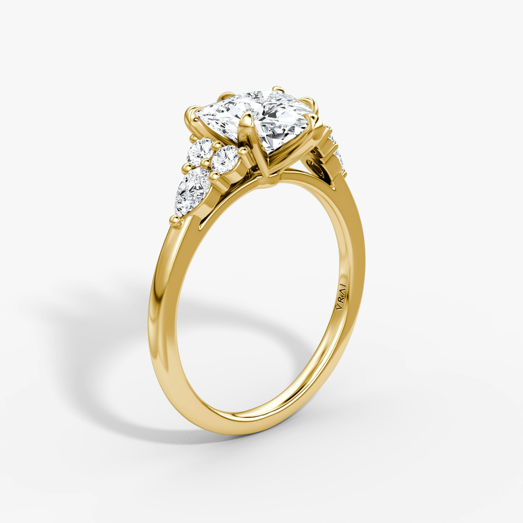 The Pear Cluster Heirloom | Trillion | 18k | Yellow Gold | bandAccent: Plain | diamondOrientation: vertical | caratWeight: other