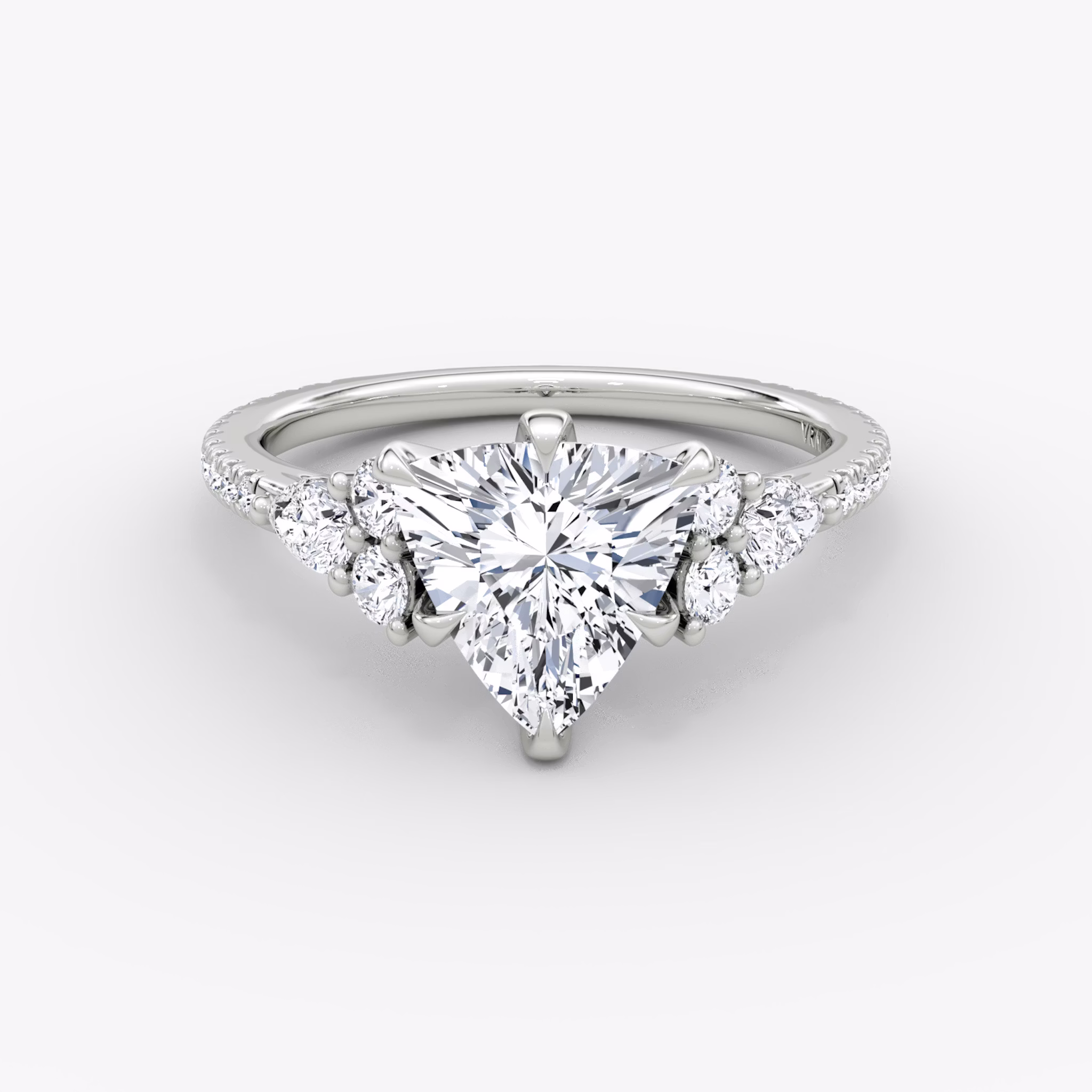 The Pear Cluster Heirloom | Trillion | Platinum | bandAccent: Pavé | diamondOrientation: vertical | caratWeight: other