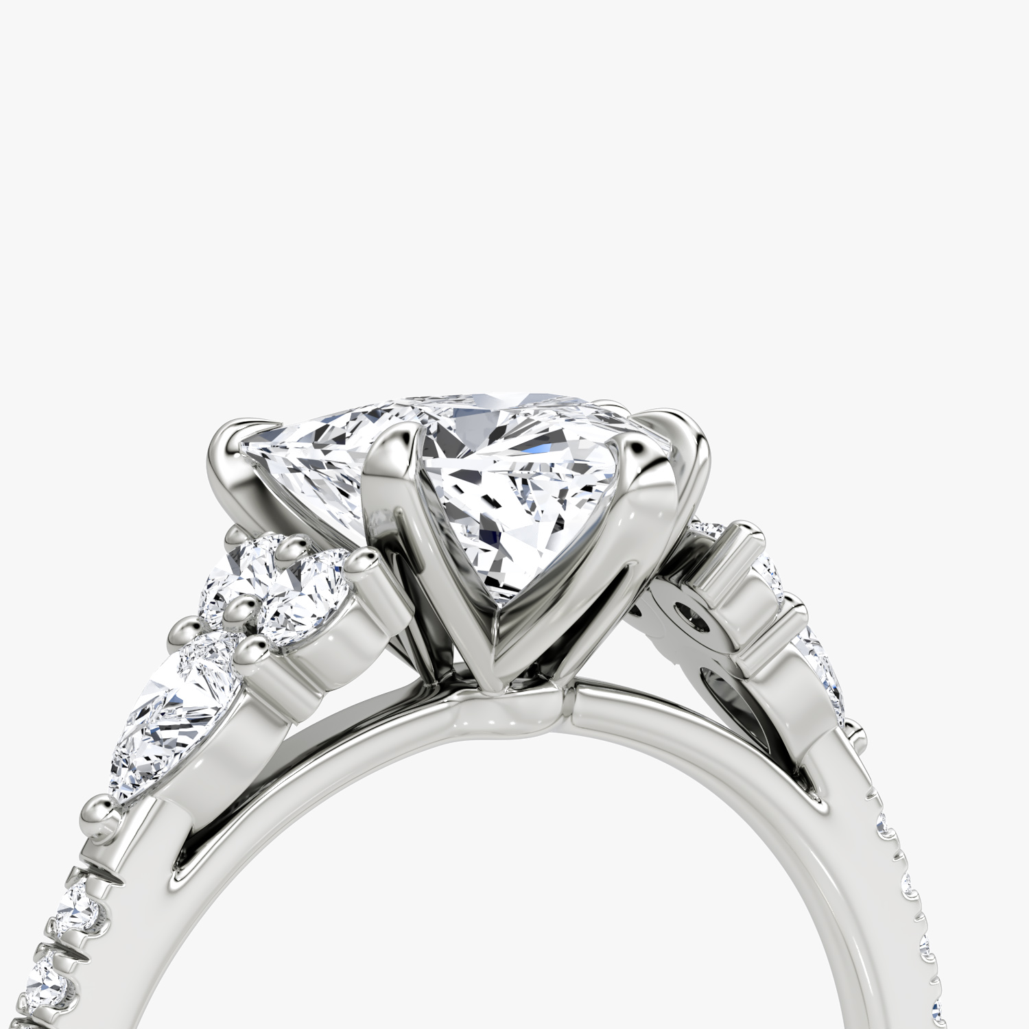 The Pear Cluster Heirloom | Trillion | Platinum | bandAccent: Pavé | diamondOrientation: vertical | caratWeight: other
