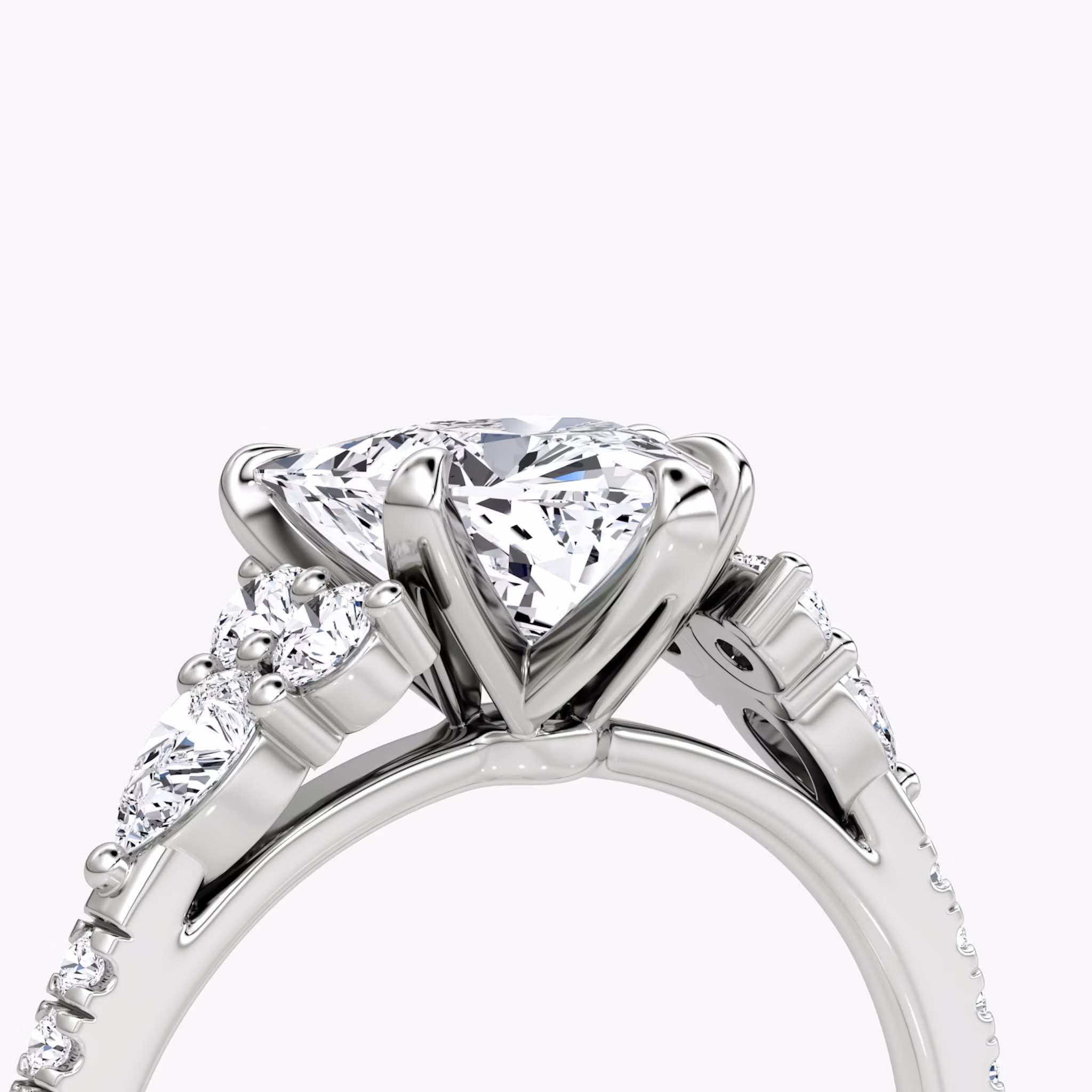 The Pear Cluster Heirloom | Trillion | Platinum | bandAccent: Pavé | diamondOrientation: vertical | caratWeight: other
