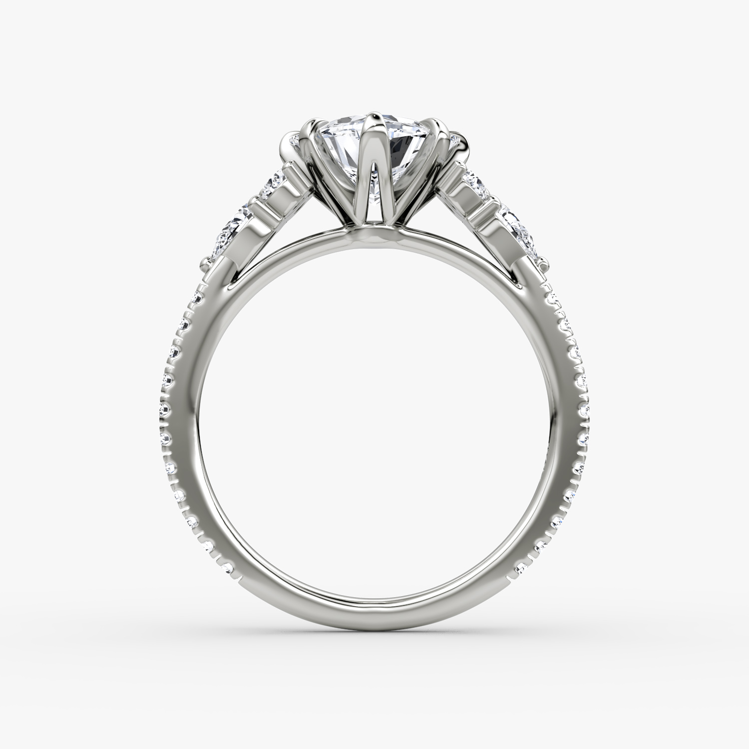 The Pear Cluster Heirloom | Trillion | Platinum | bandAccent: Pavé | diamondOrientation: vertical | caratWeight: other