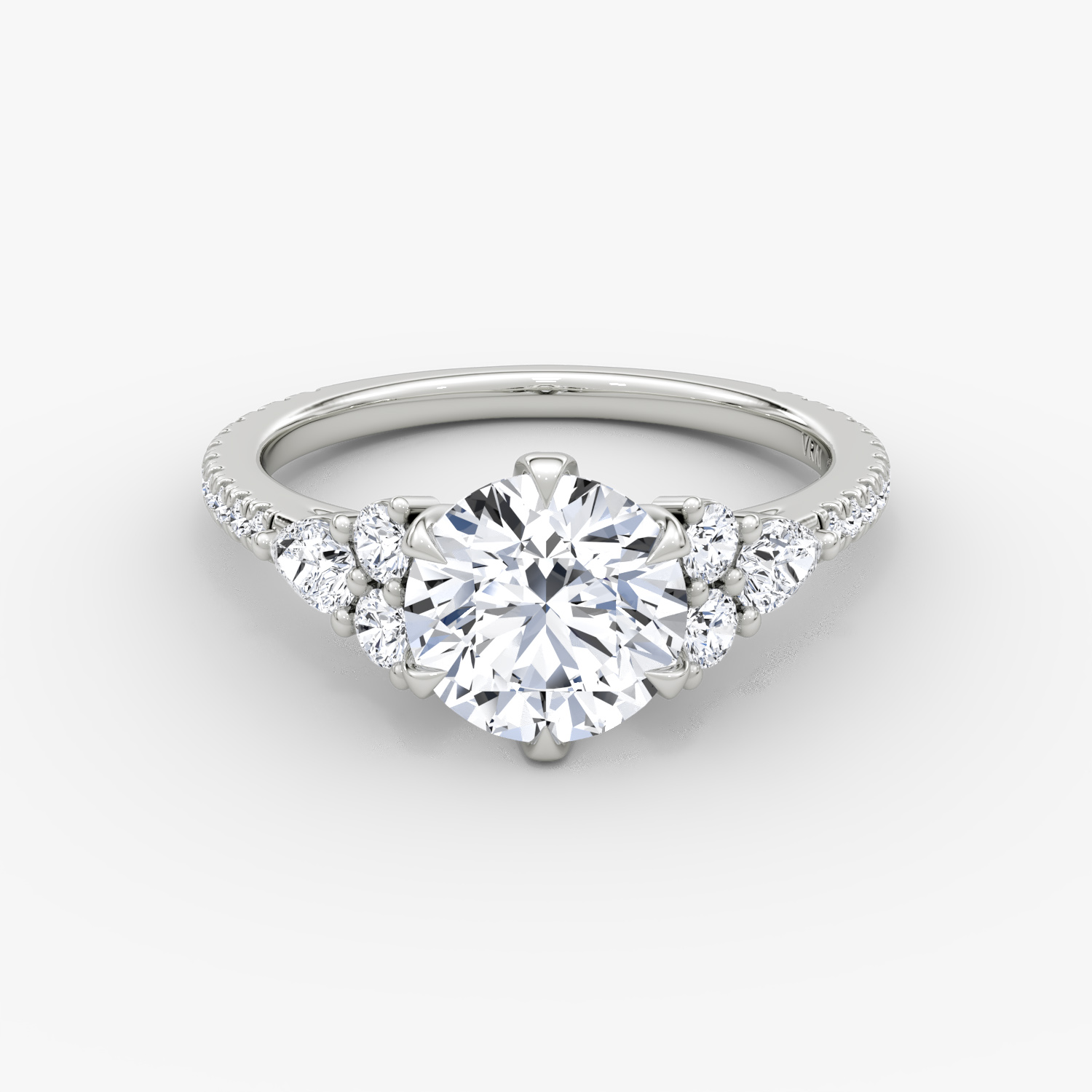 The Pear Cluster Heirloom | Round Brilliant | 18k | White Gold | bandAccent: Pavé | caratWeight: 1.0ct | diamondOrientation: vertical