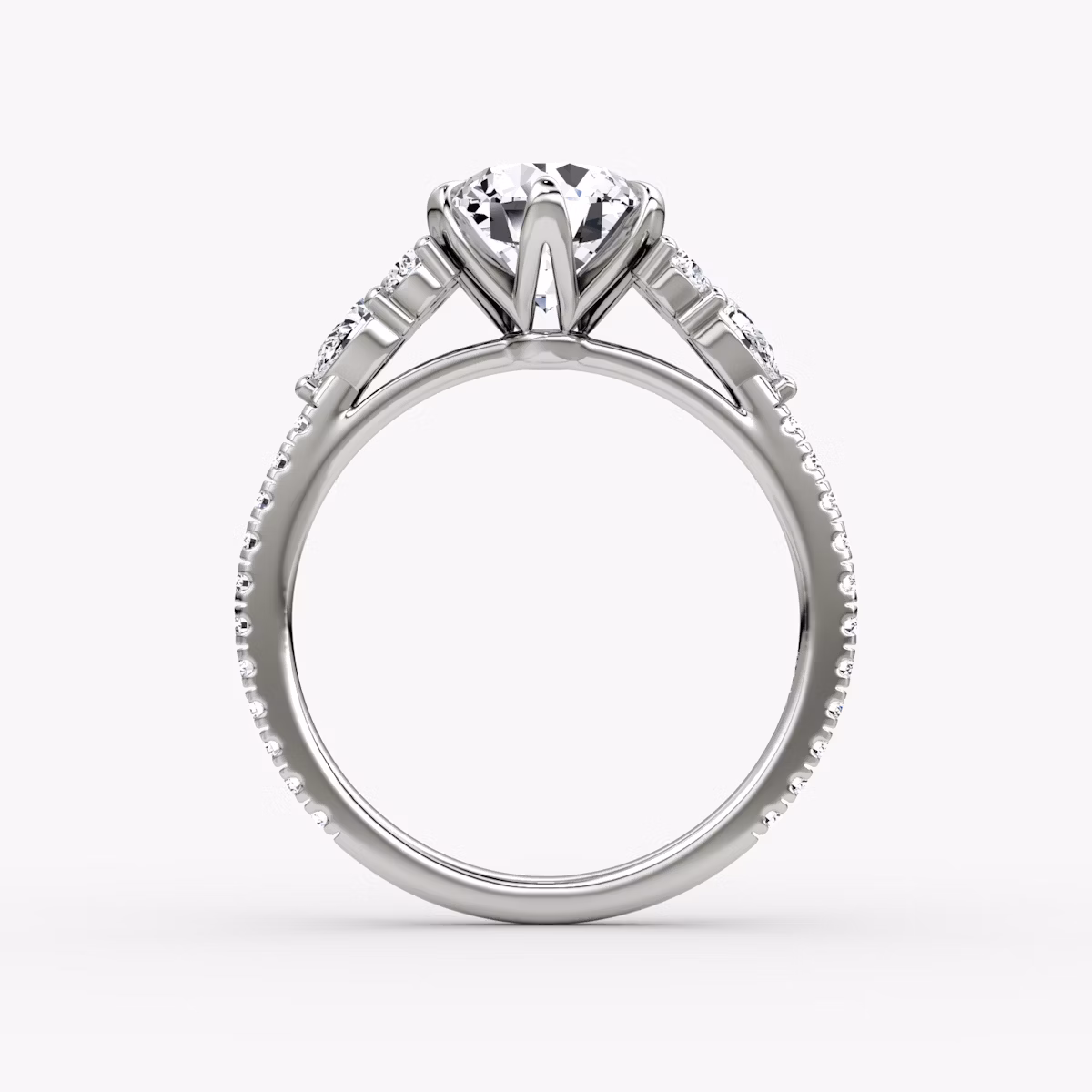 Anillo de compromiso Pear Cluster Heirloom | Brillante | Platino | bandAccent: Pavé | caratWeight: other | diamondOrientation: vertical