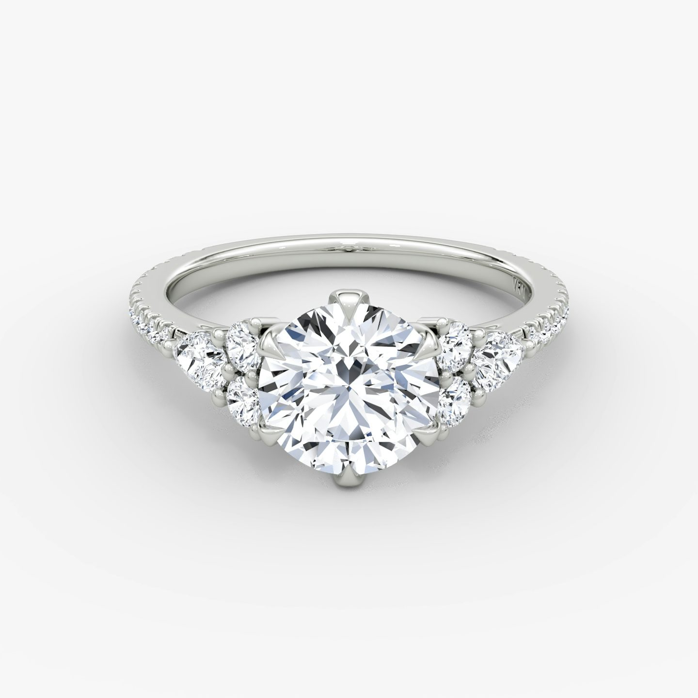 The Pear Cluster Heirloom | Round Brilliant | 18k | White Gold | bandAccent: Pavé | caratWeight: 2.0ct | diamondOrientation: vertical