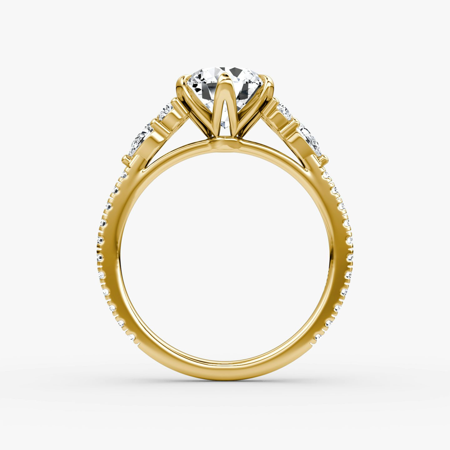 The Pear Cluster Heirloom | Round Brilliant | 18k | Yellow Gold | bandAccent: Pavé | caratWeight: 2.0ct | diamondOrientation: vertical