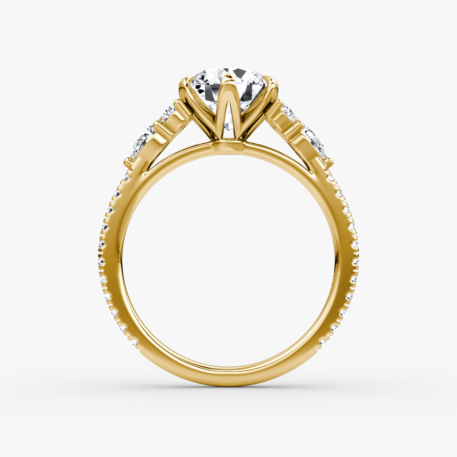 The Pear Cluster Heirloom | Round Brilliant | 18k | Yellow Gold | bandAccent: Pavé | caratWeight: other | diamondOrientation: vertical